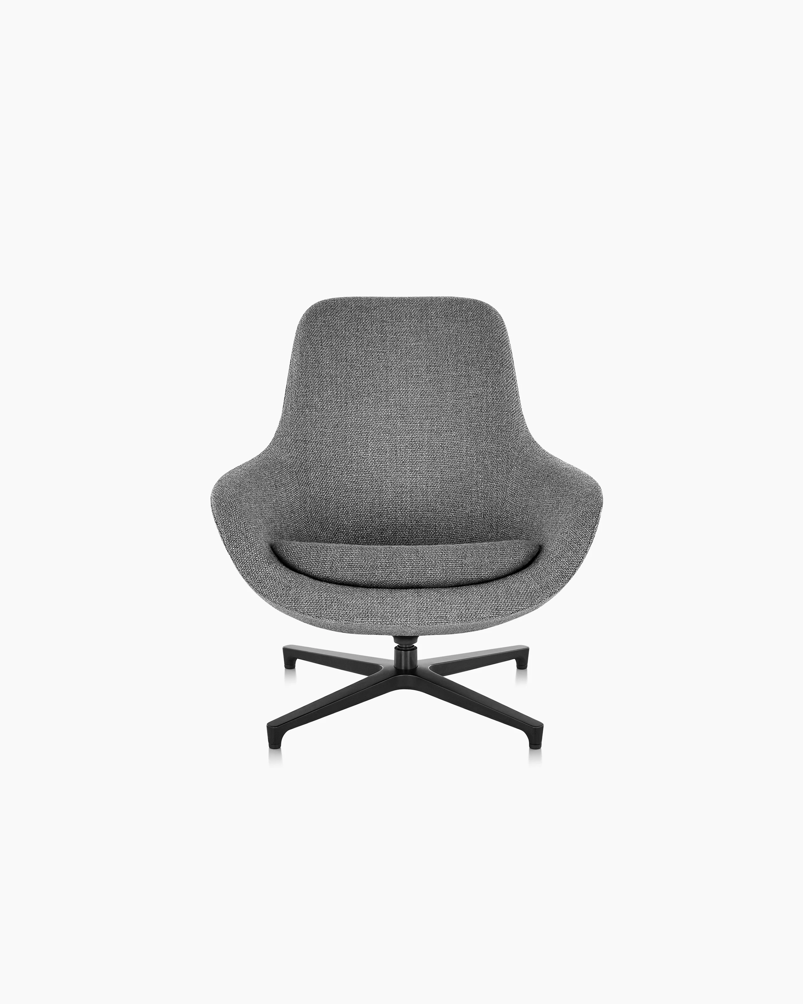 A gray Saiba Lounge Chair with a four-star swivel base, viewed from the front.