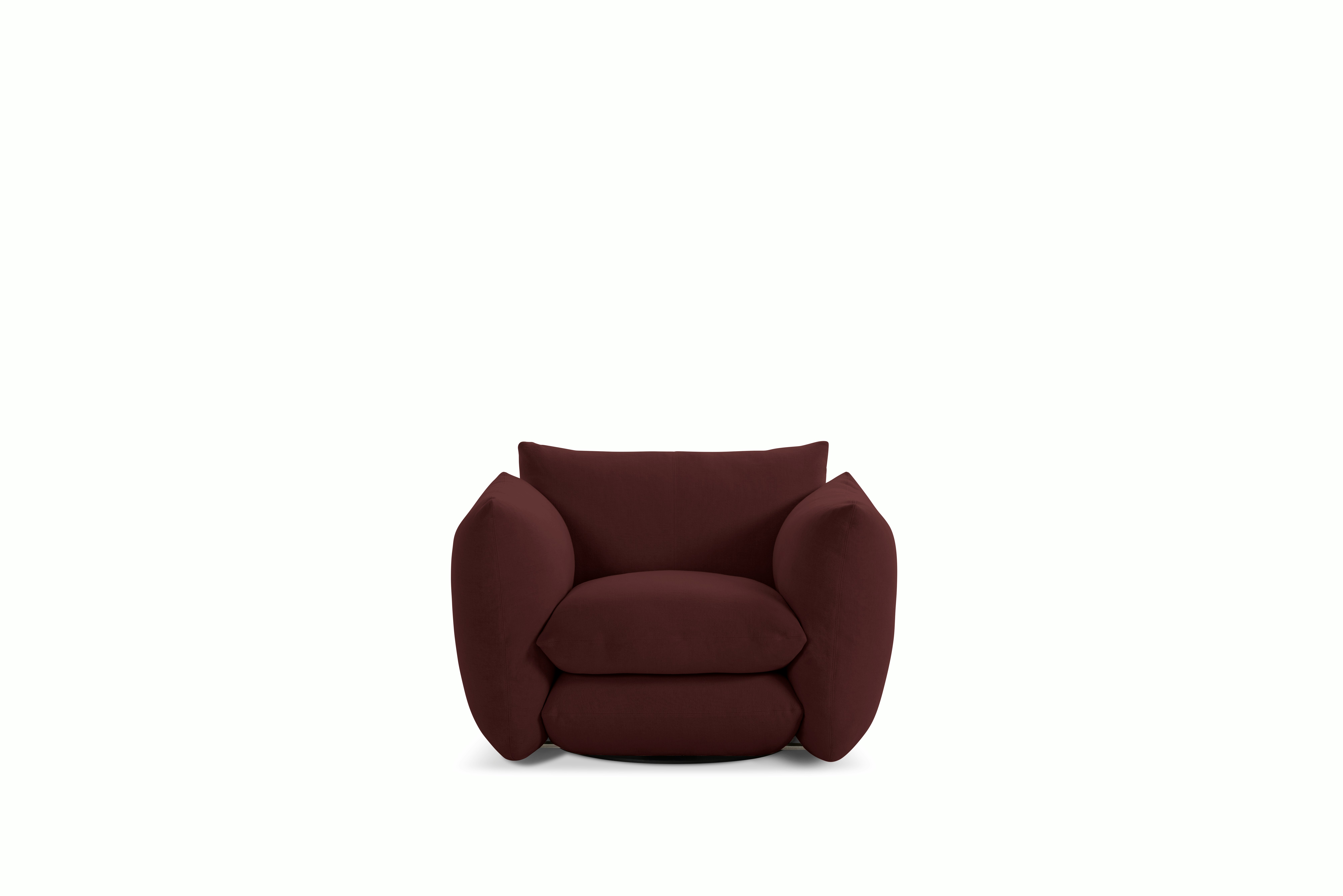 A Perron Pillo Lounge Chair in Garnet viewed from the front.