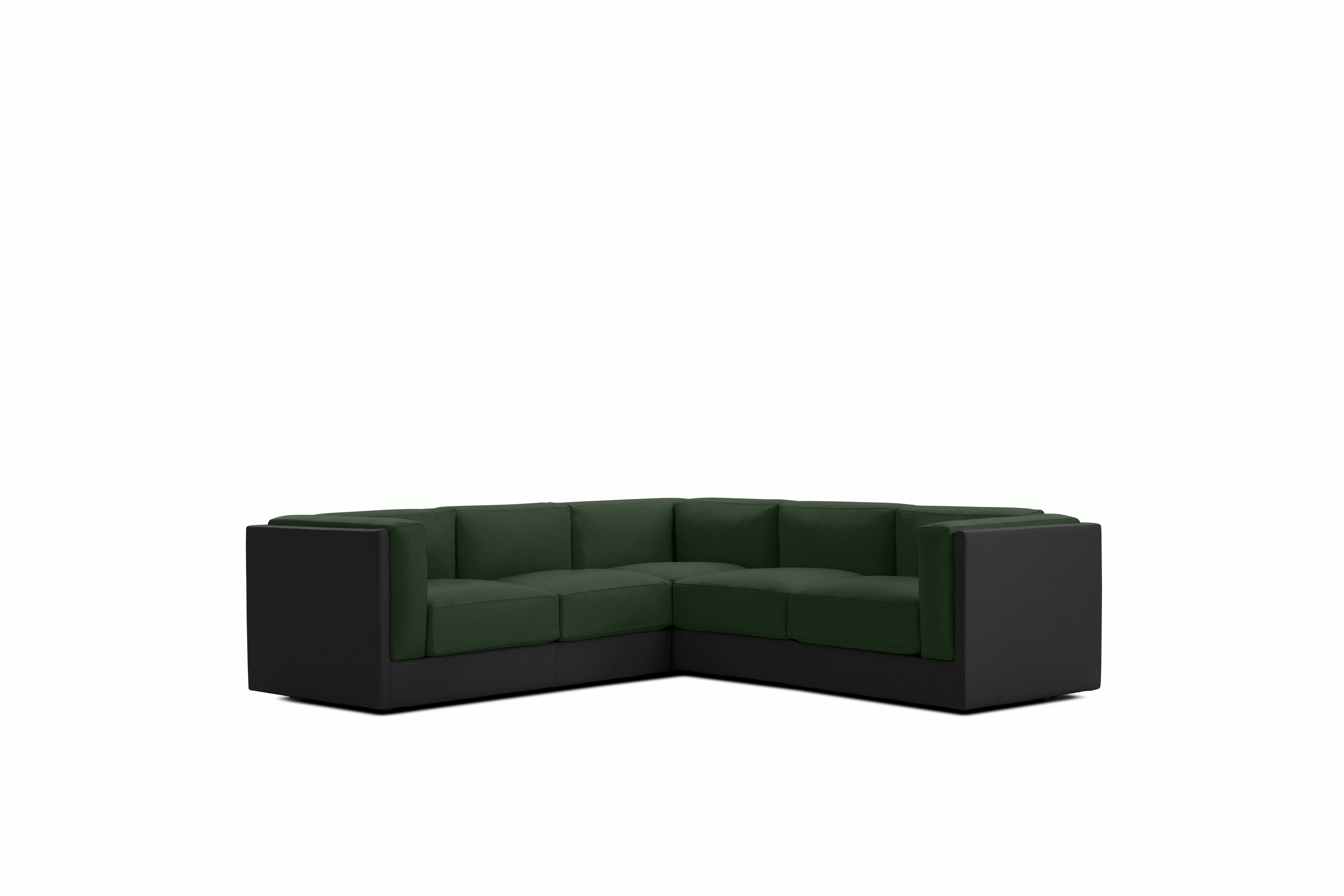 Symme Corner Sectional - Leather Frame,  Prone Leather,  Obsidian,  Prone Leather,  Vine