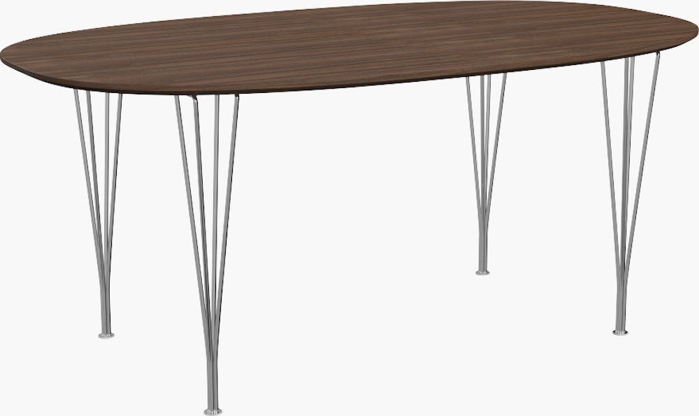Superellipse Dining Table - Walnut, Chromed Steel