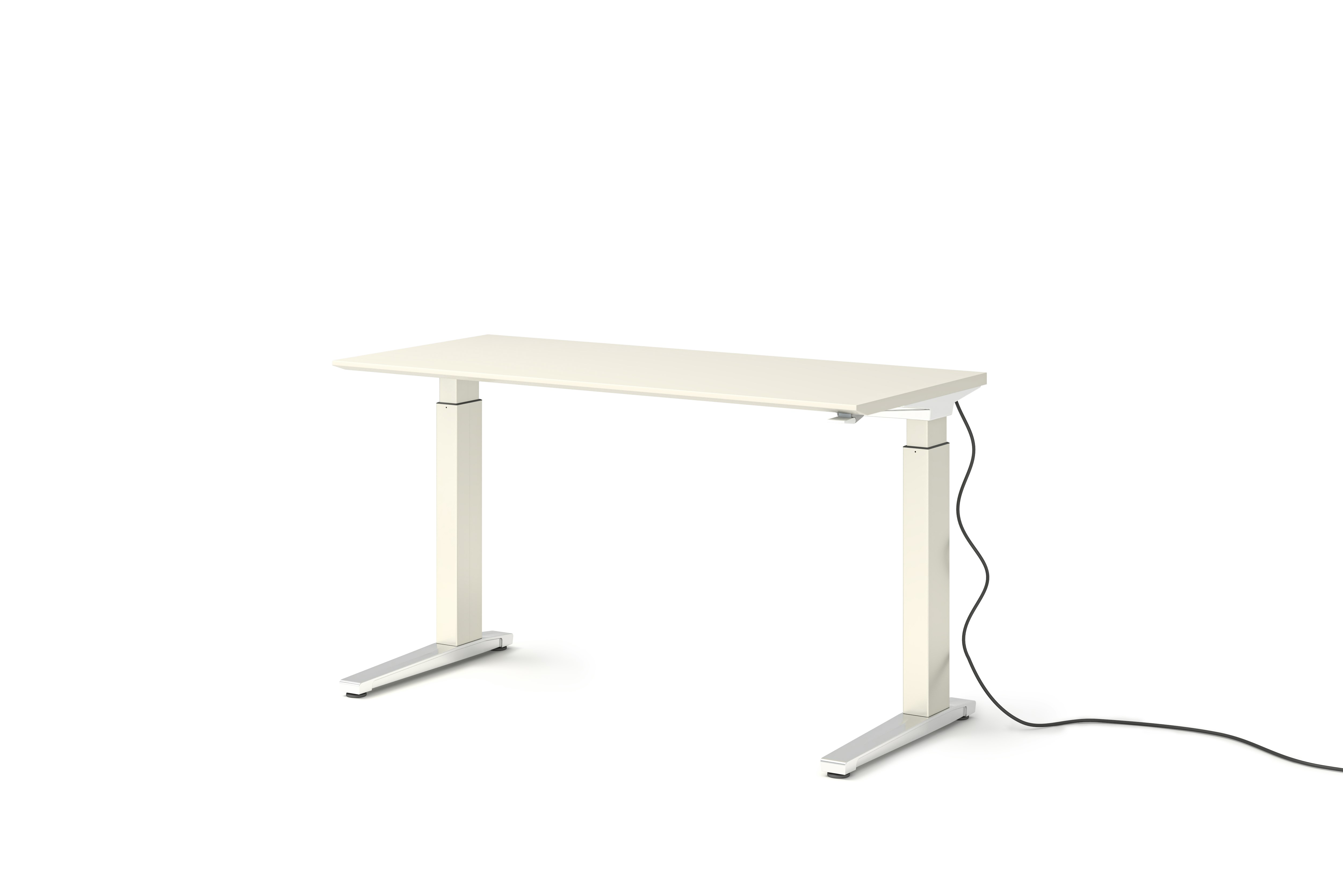 Renew Sit-To-Stand Desk - 23x52,  White Laminate,  White,  Polished Aluminum,  Standard Power