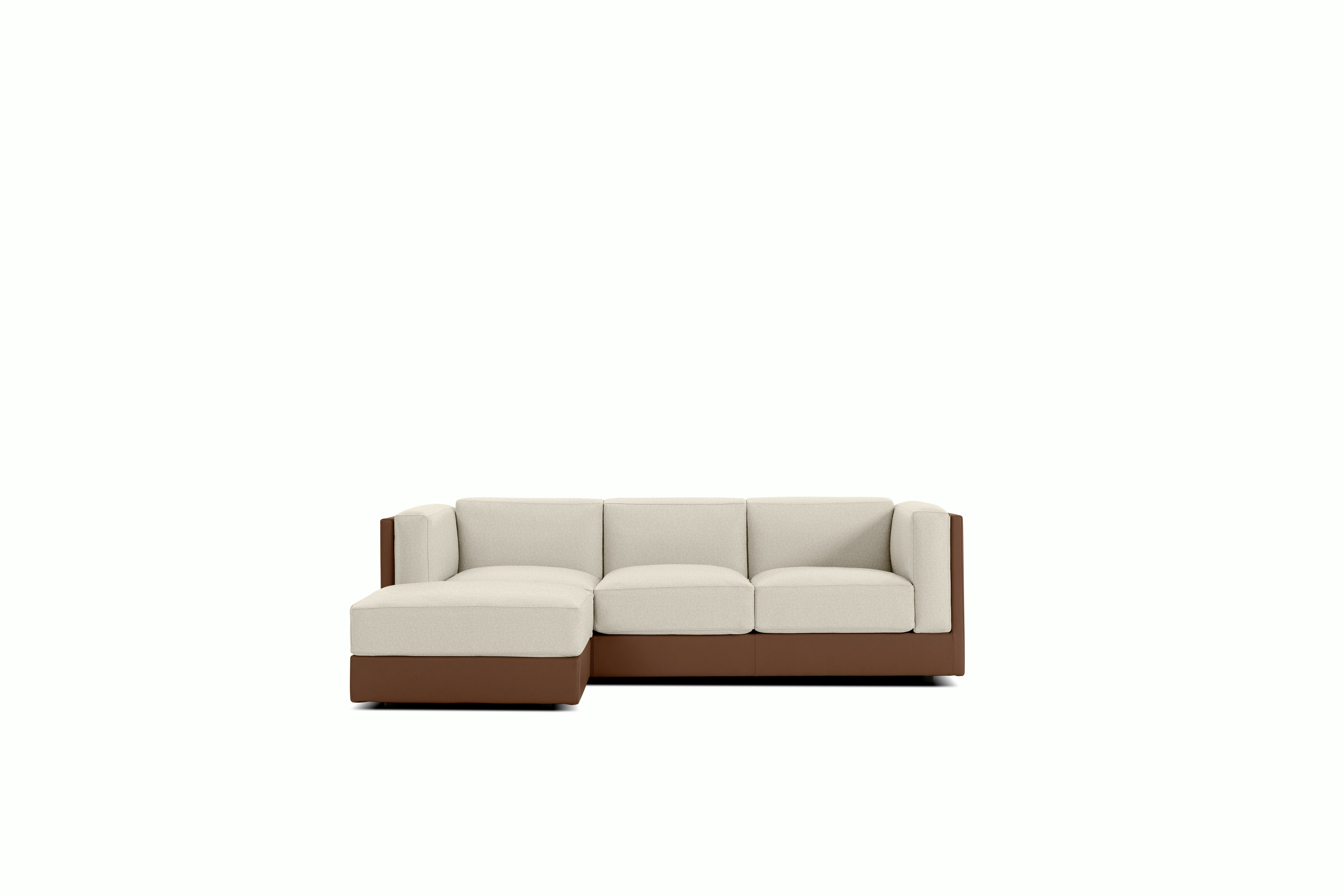 Symme Sectional Chaise - Leather Frame,  Prone Leather,  Ledge,  Pecora,  Cream