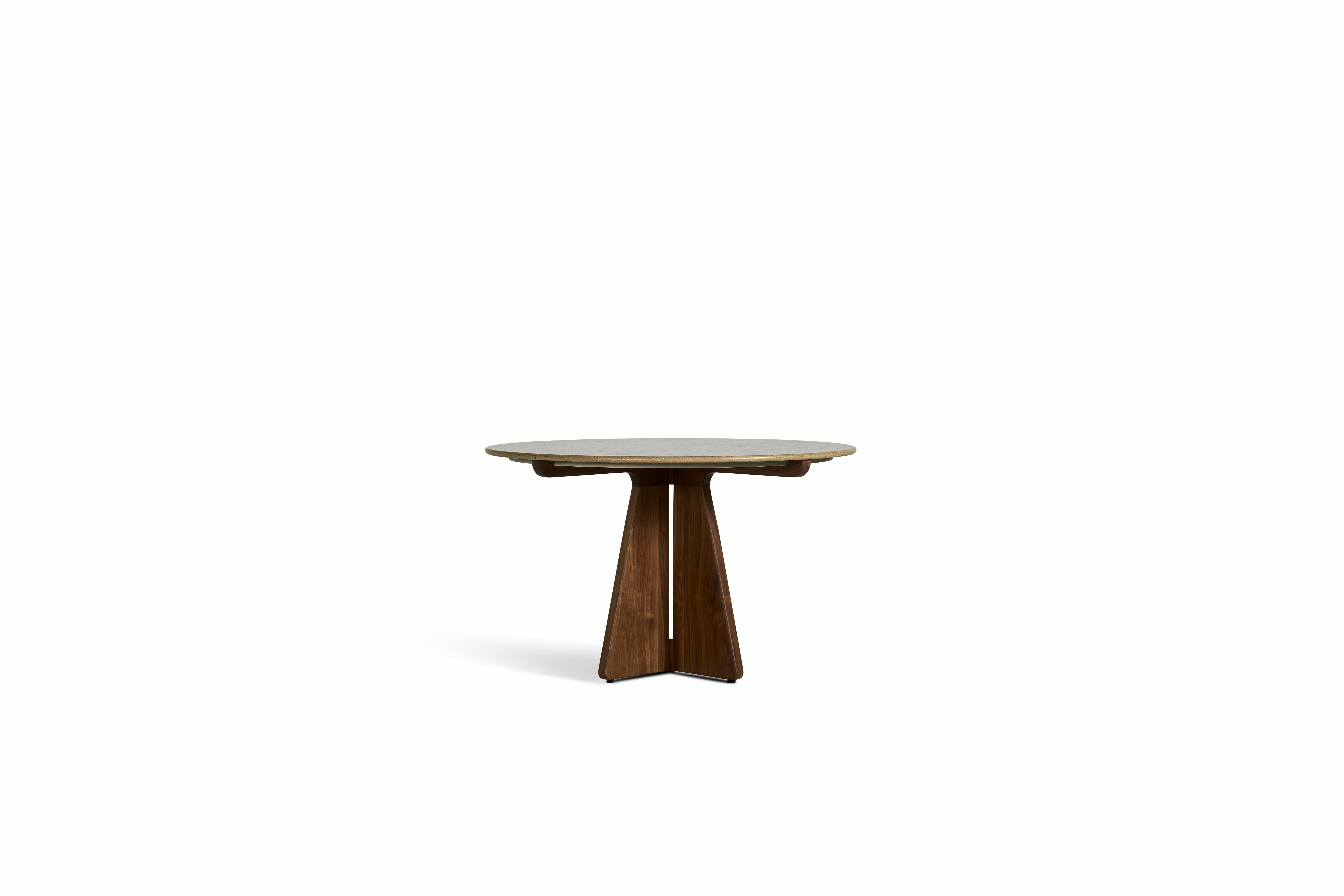 Pinna Dining Table - Round, 48 Inch, Jura Blau, Walnut