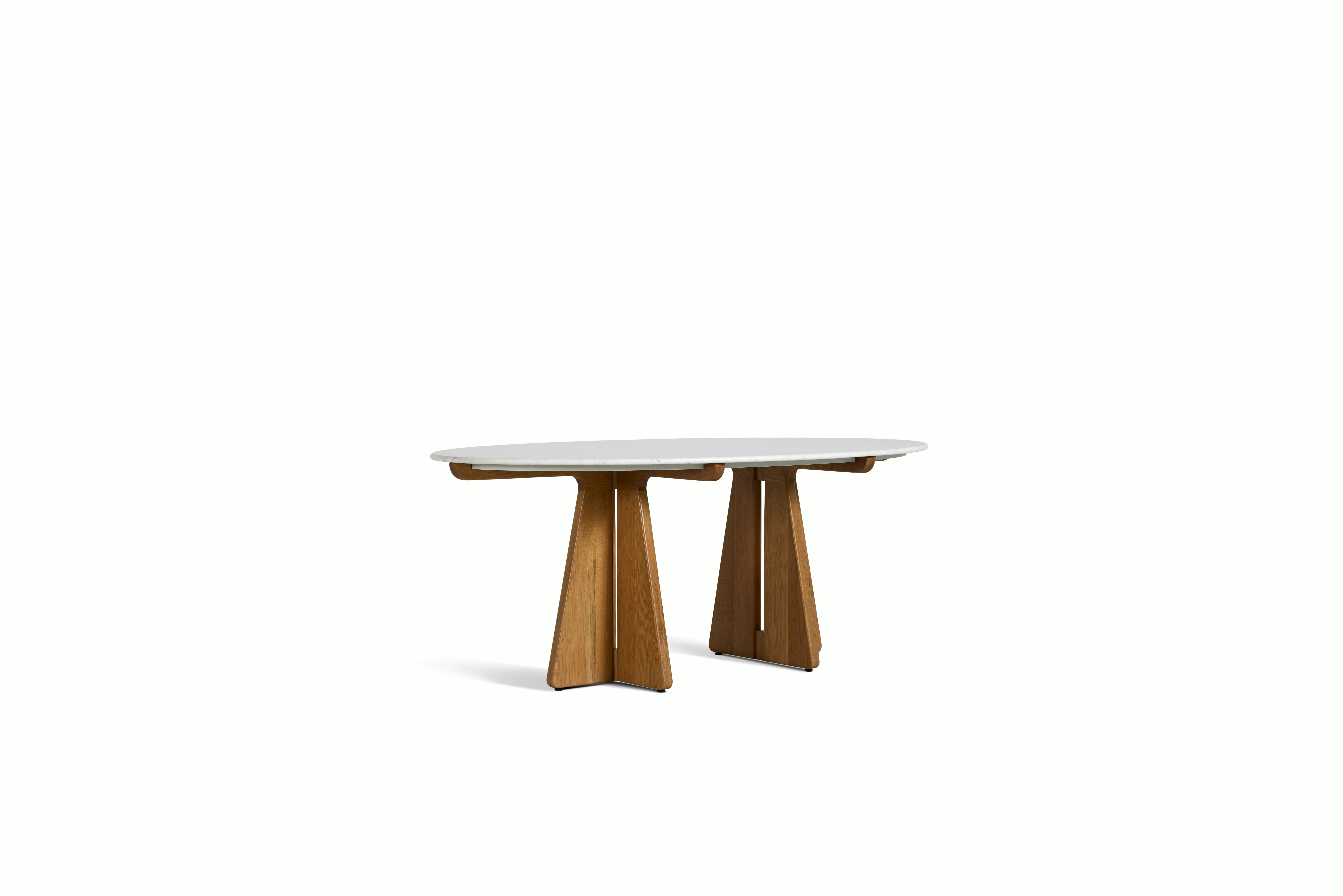 Pinna Dining Table - Oval, 75 Inch, Carrara, White Oak