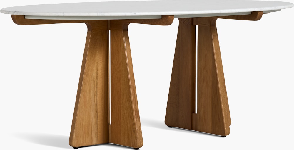 Pinna Dining Table - Oval, 75 Inch, Carrara, White Oak