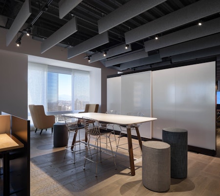 rockwell unscripted tall table bertoia barstool upholstered seat swivel cylinder highback chair 