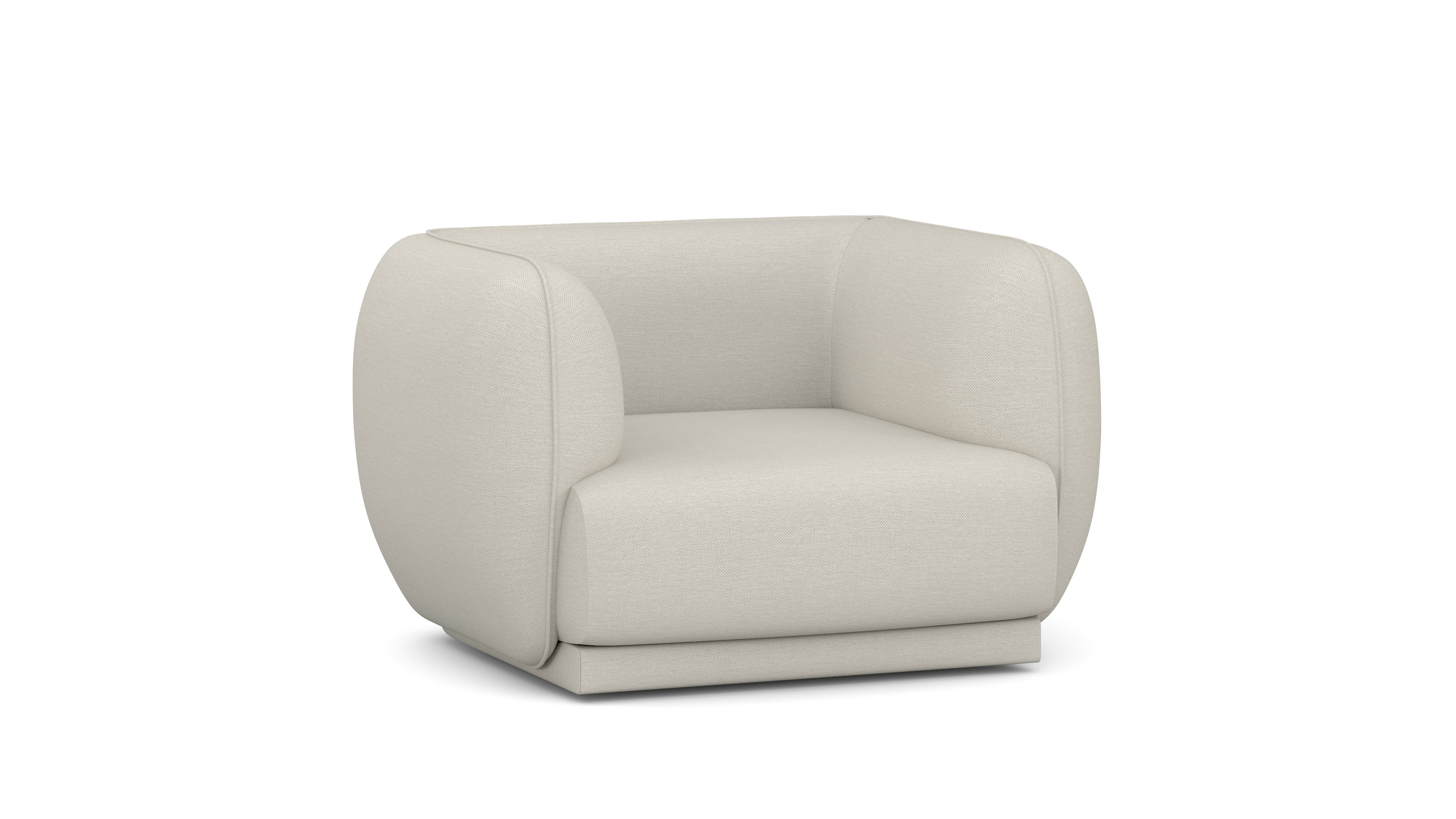 A Meris Armchair in Clavicle viewed from an angle.