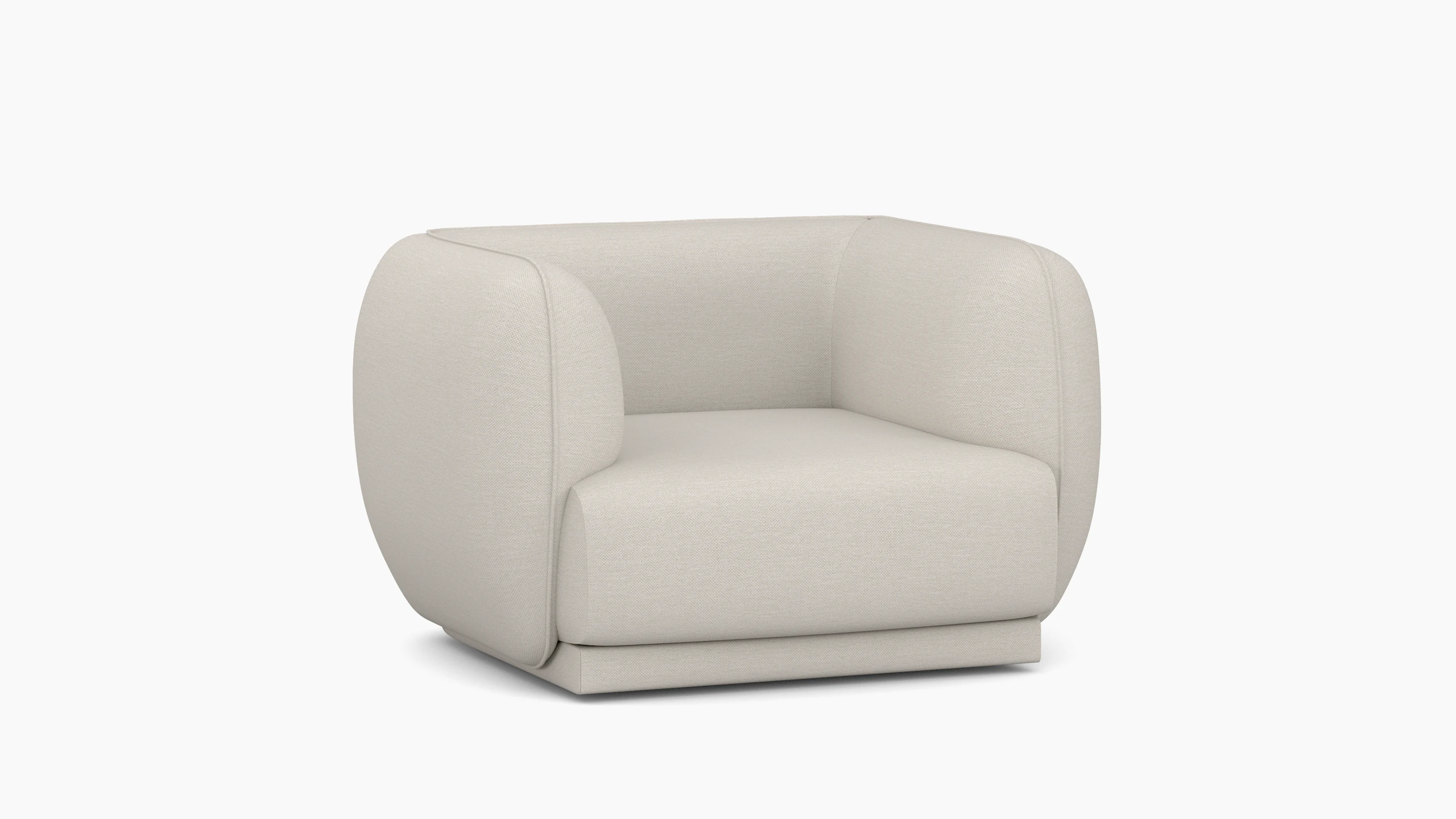A Meris Armchair in Clavicle viewed from an angle.