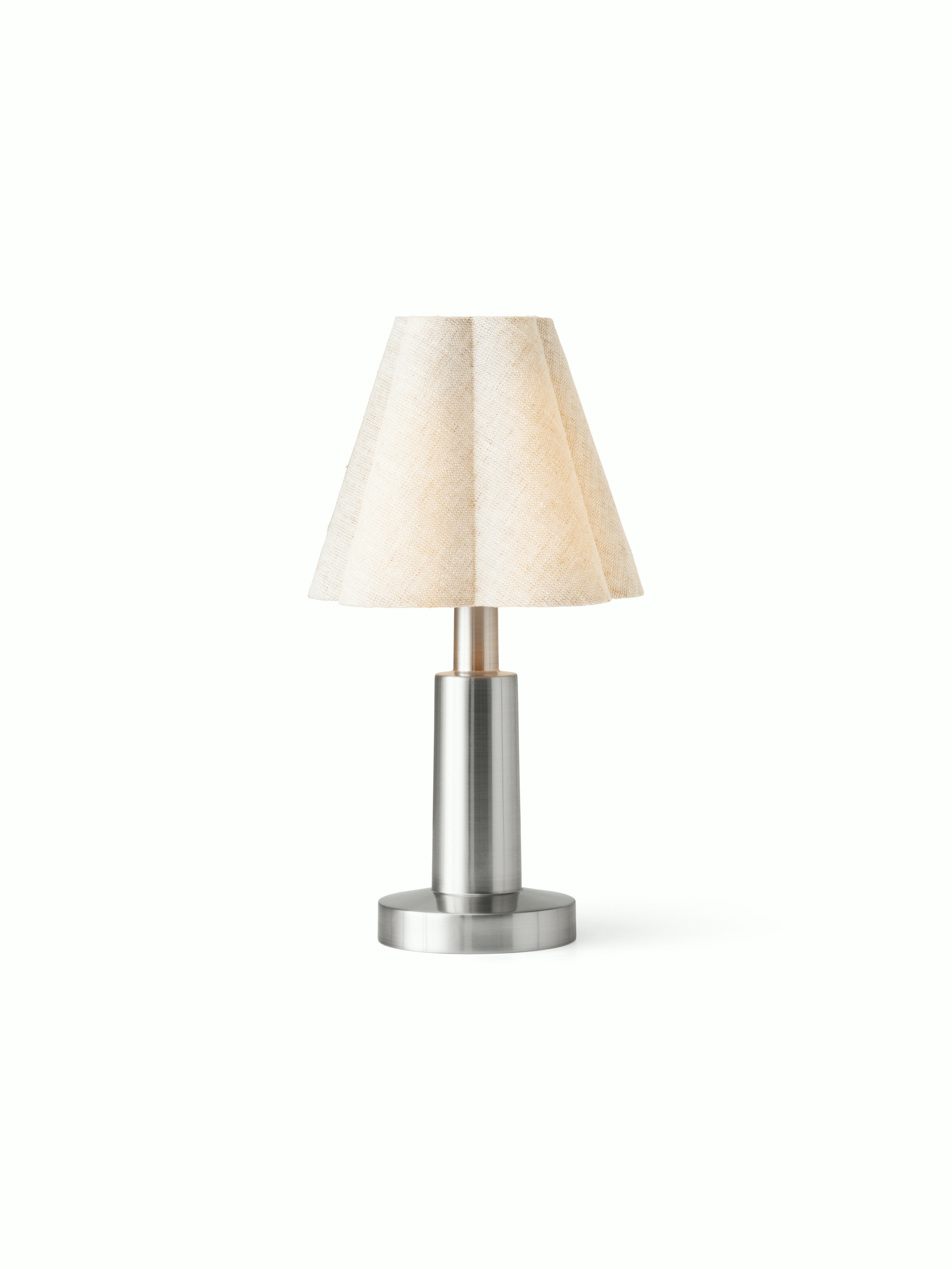 A Admiral Portable Lamp in Aluminum viewed from an angle.