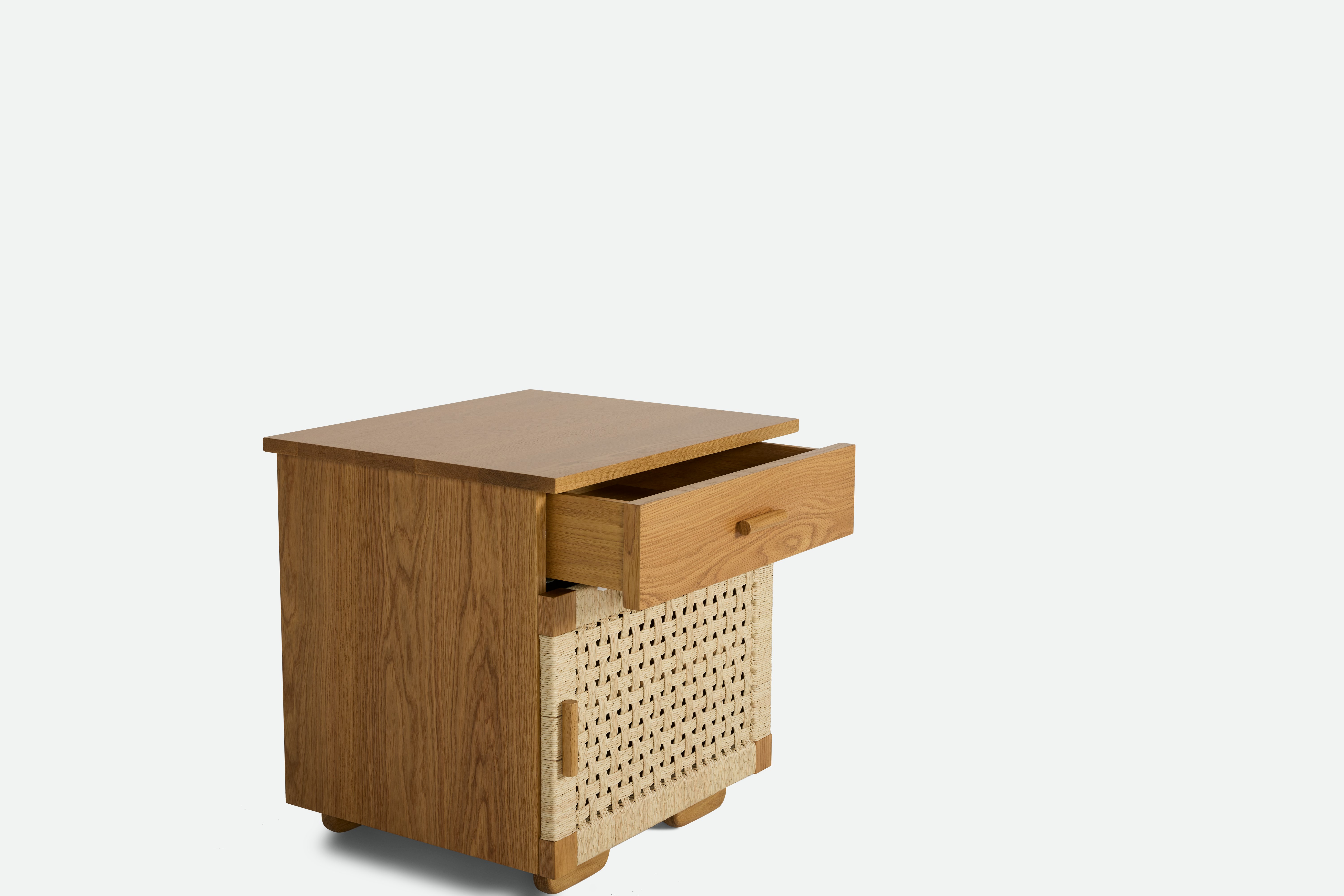 Woven Nightstand - 1 drawer,  door opens left,  oak
