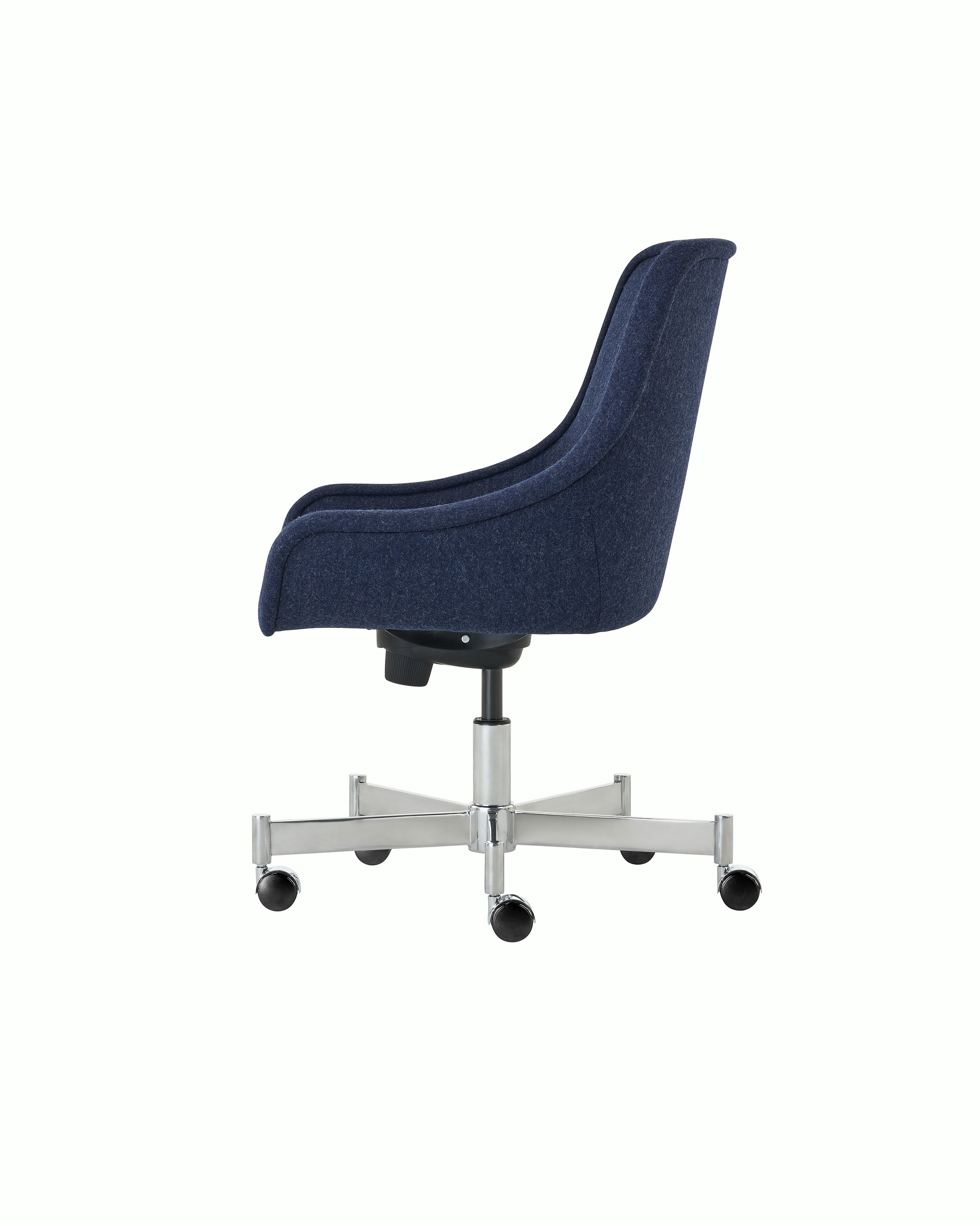 Bumper Conference Chair with low arms and five star base with casters.