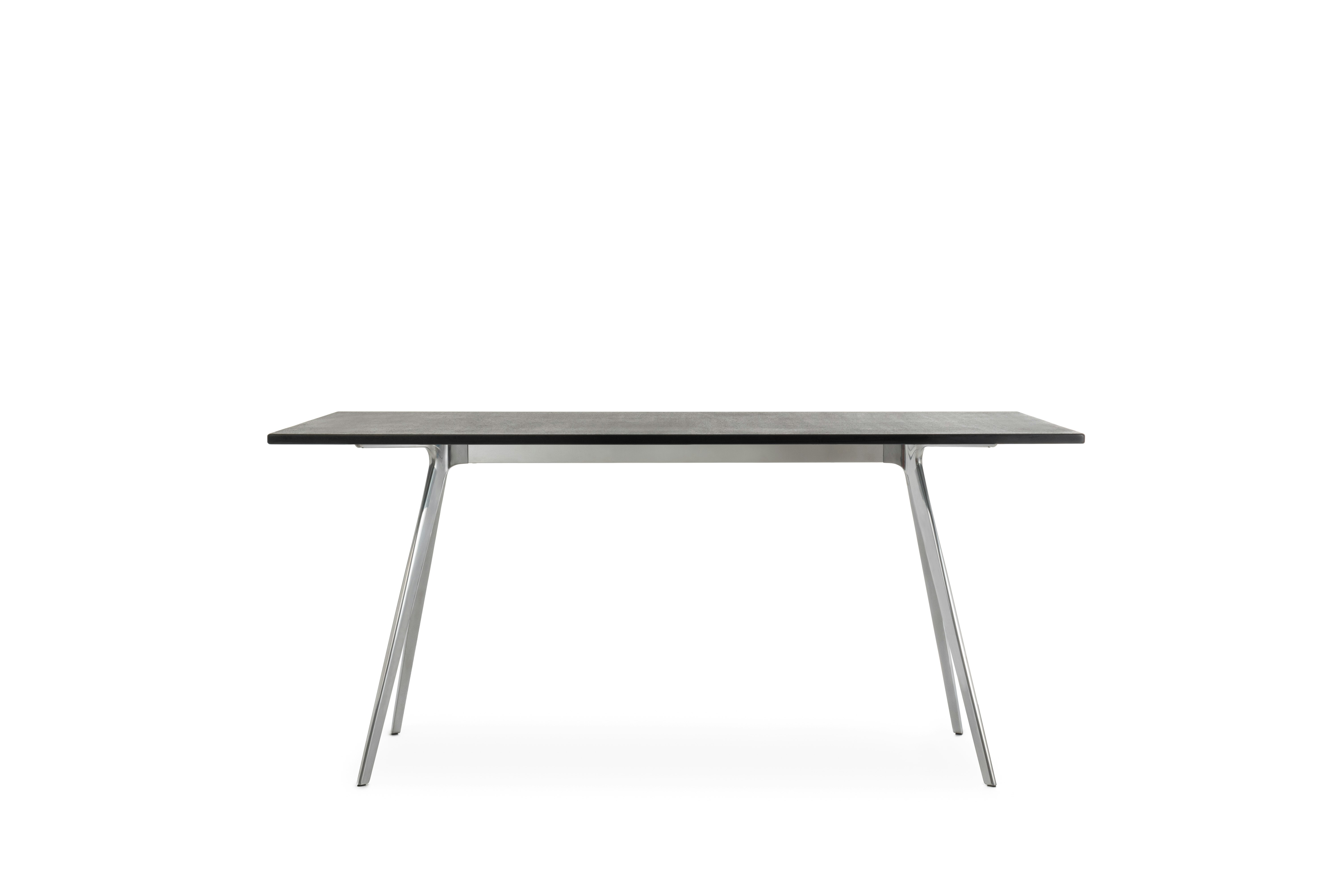 Baguette Table - 33 x 62,  Ardesia Slate and Polished Aluminum