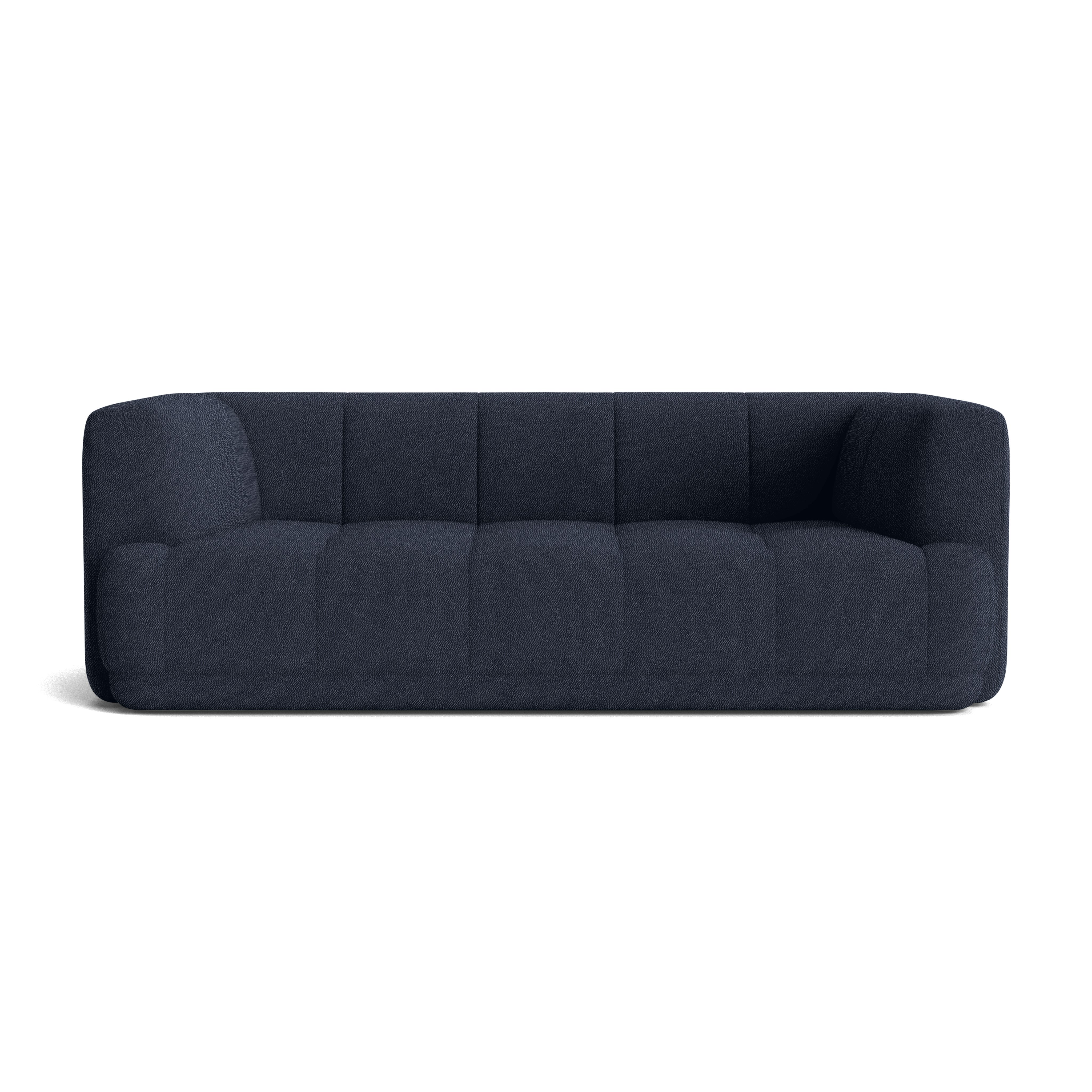 A Quilton Sofa - 2-Seat Sofa, Turf, Dark Blue in Turf viewed from the front.