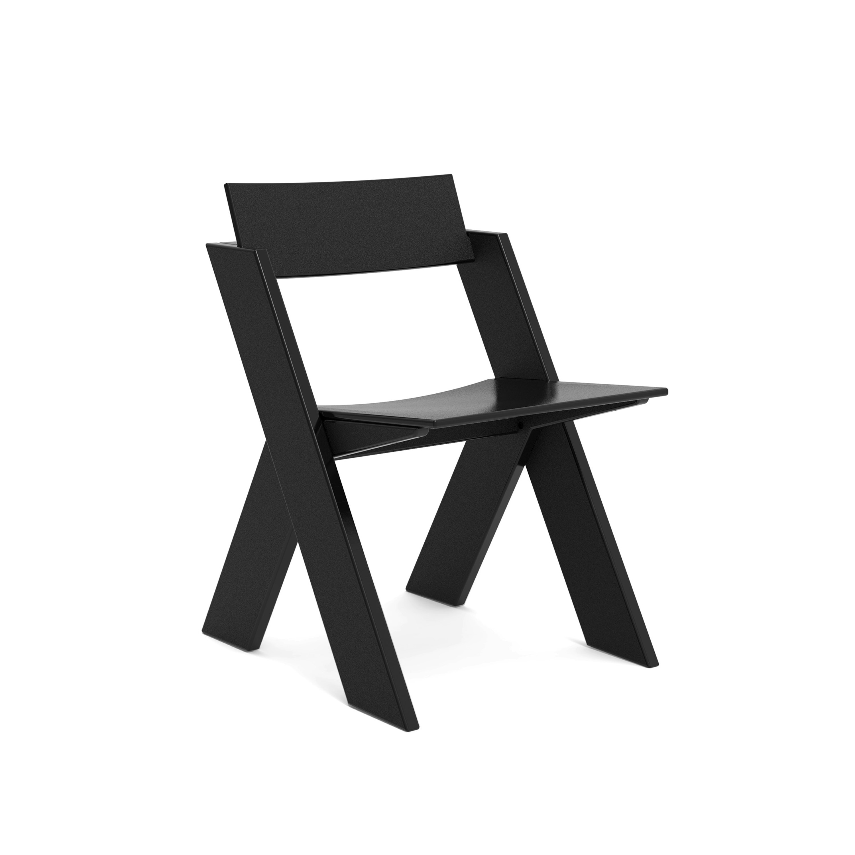 A Here and There Dining Chair in Black viewed from an angle.