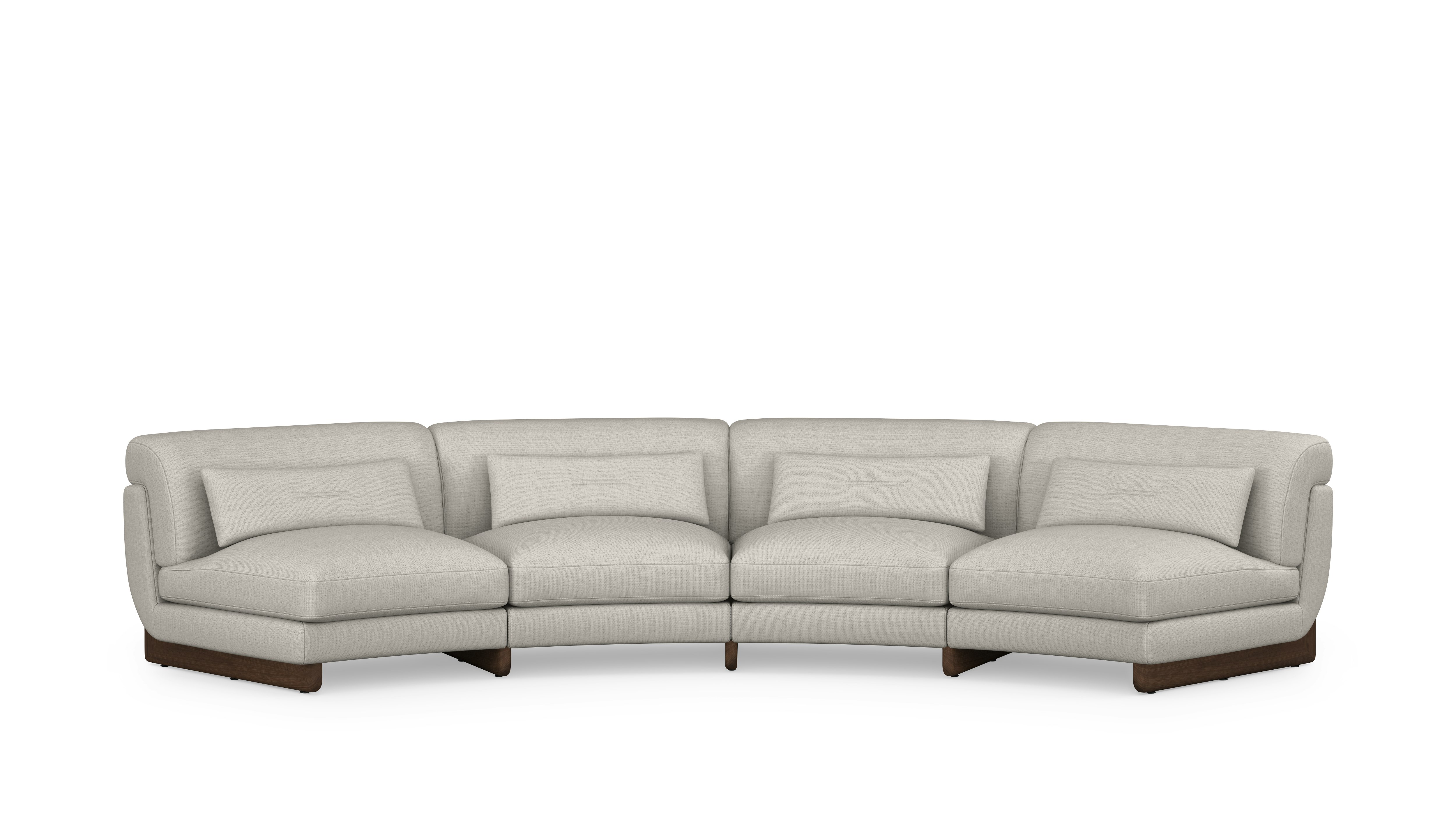 Contra Wedge Sectional - 4 Seat, Pebble Weave, Buff, Walnut