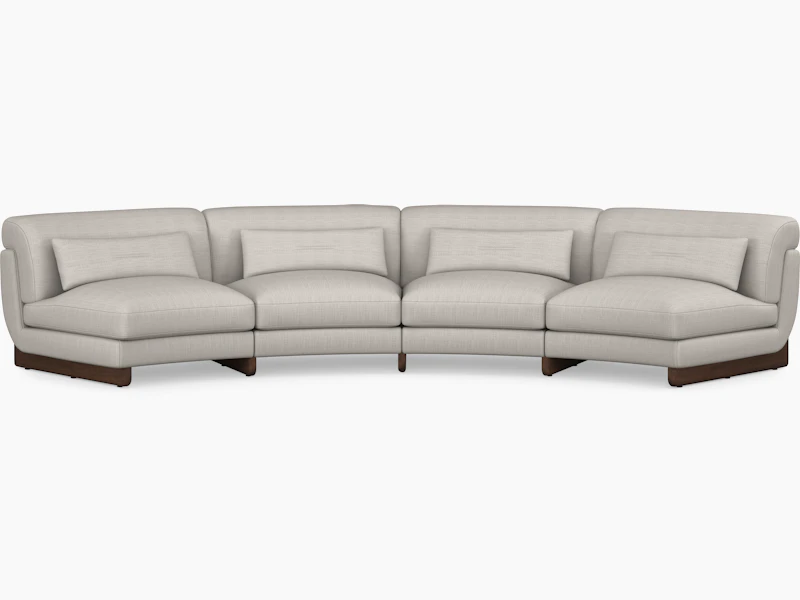 Contra Wedge Sectional - 4 Seat, Pebble Weave, Buff, Walnut