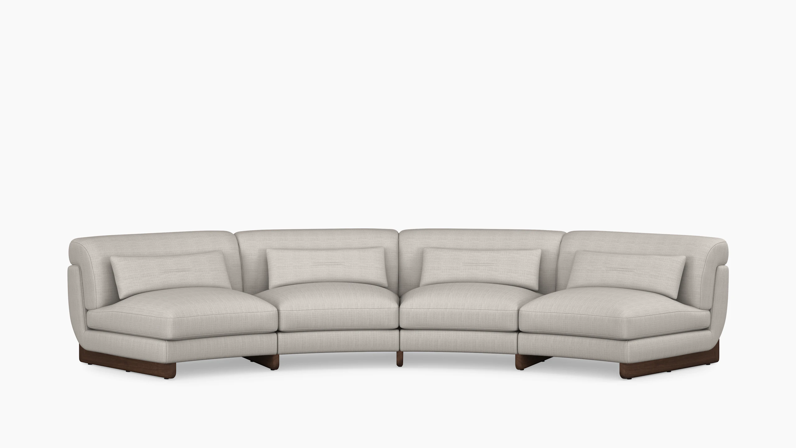 Contra Wedge Sectional - 4 Seat, Pebble Weave, Buff, Walnut