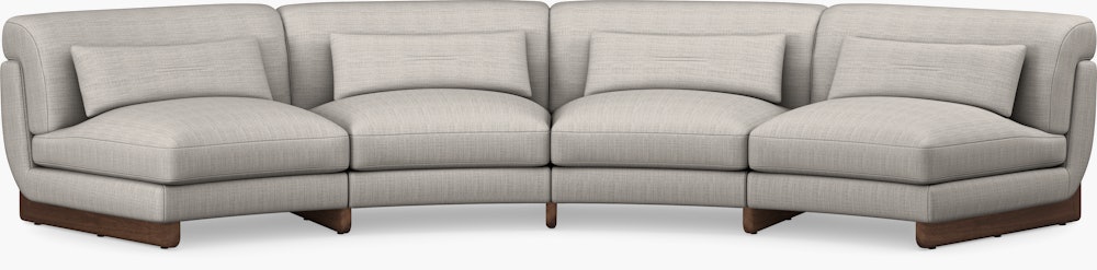 Contra Wedge Sectional - 4 Seat, Pebble Weave, Buff, Walnut