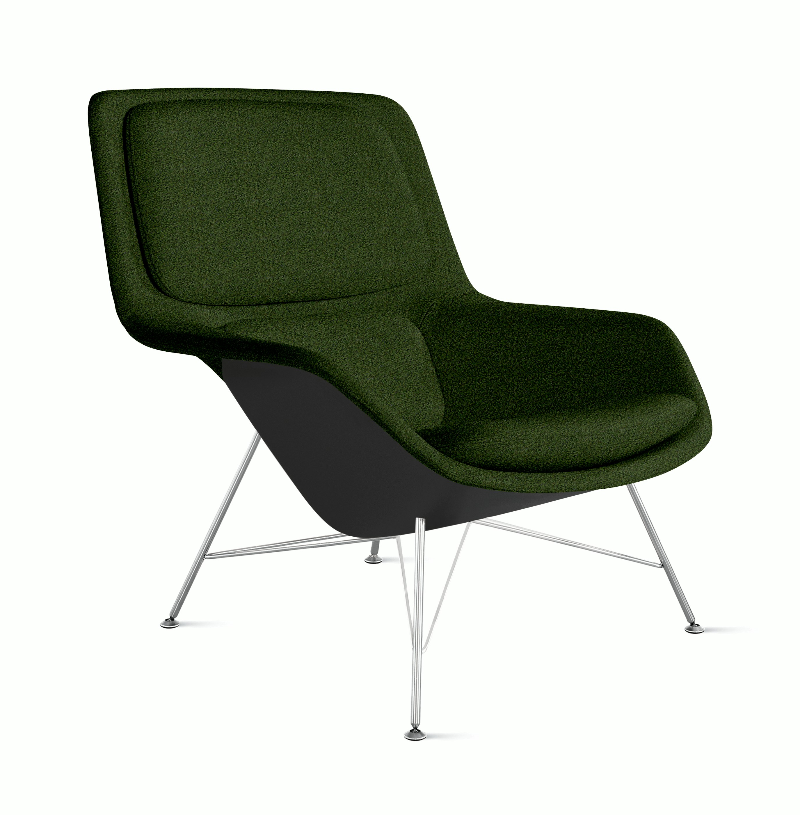 Striad Lounge Chair - Mid Back,  Whim,  Fir,  Black,  Wire,  Trivalent Chrome