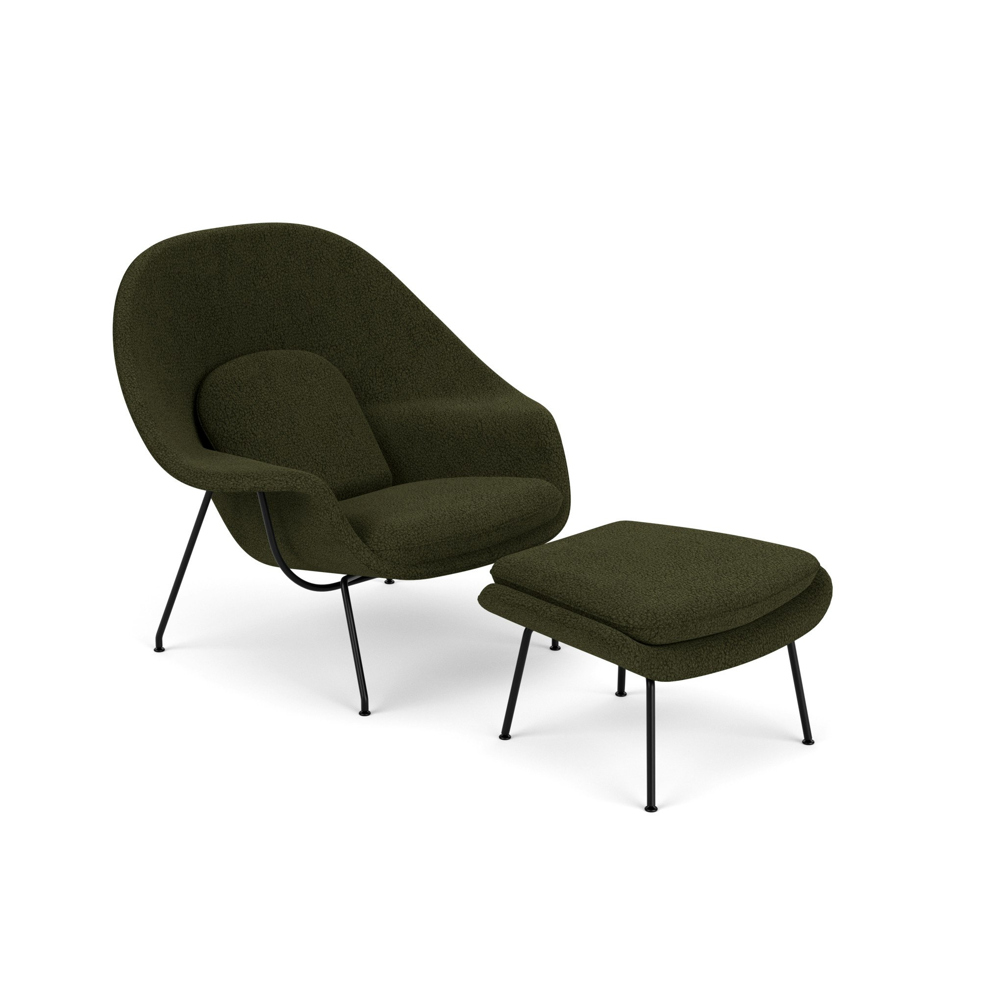 Womb Chair and Ottoman - Standard, Puff, Olive, Black