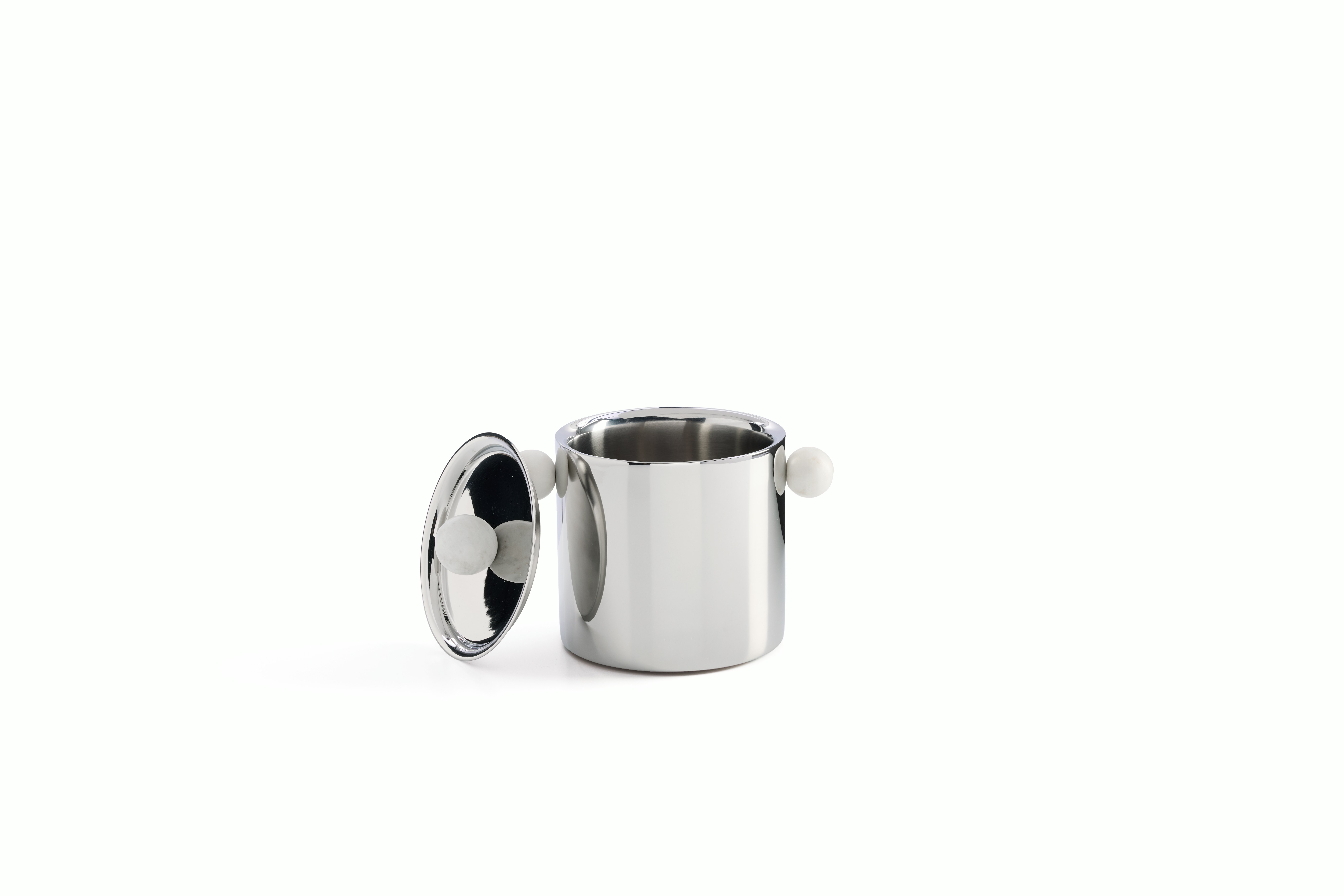 A detailed look at a Kora Ice Bucket in Stainless Steel / Marble.