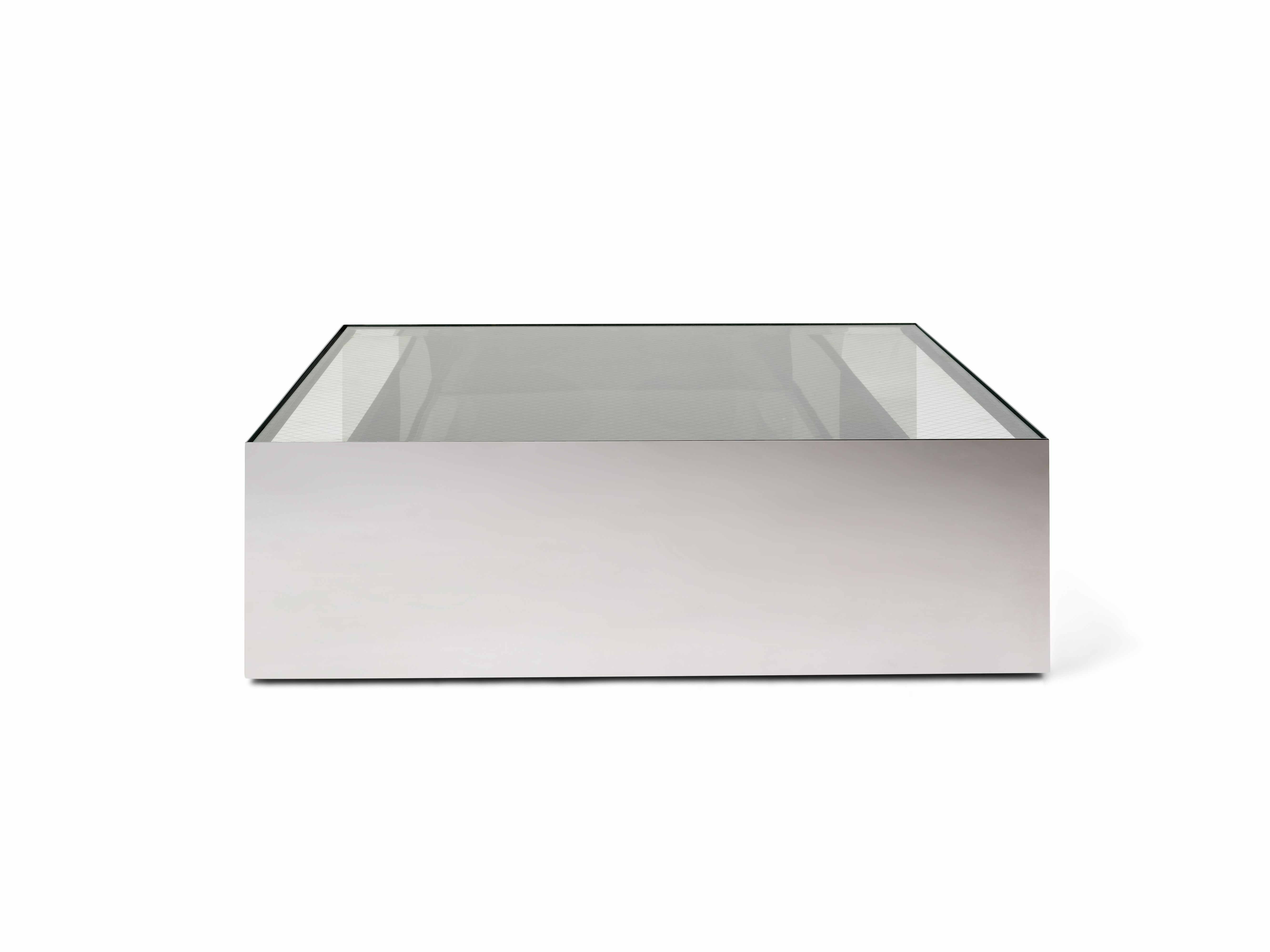 D Urso Occasional Tables - large,  stainless steel,  wired glass
