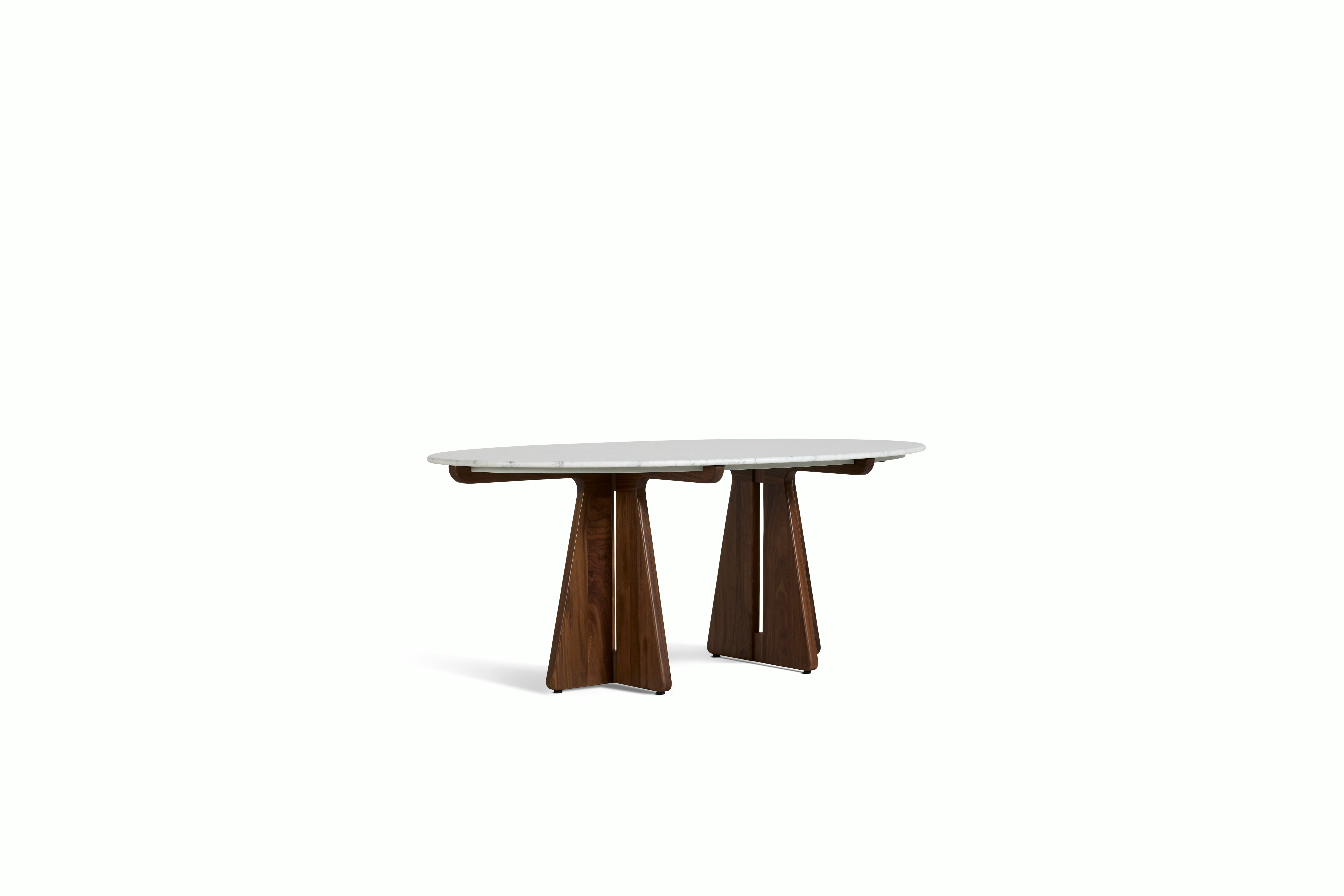 Pinna Dining Table - Oval, 75 Inch, Carrara, Walnut