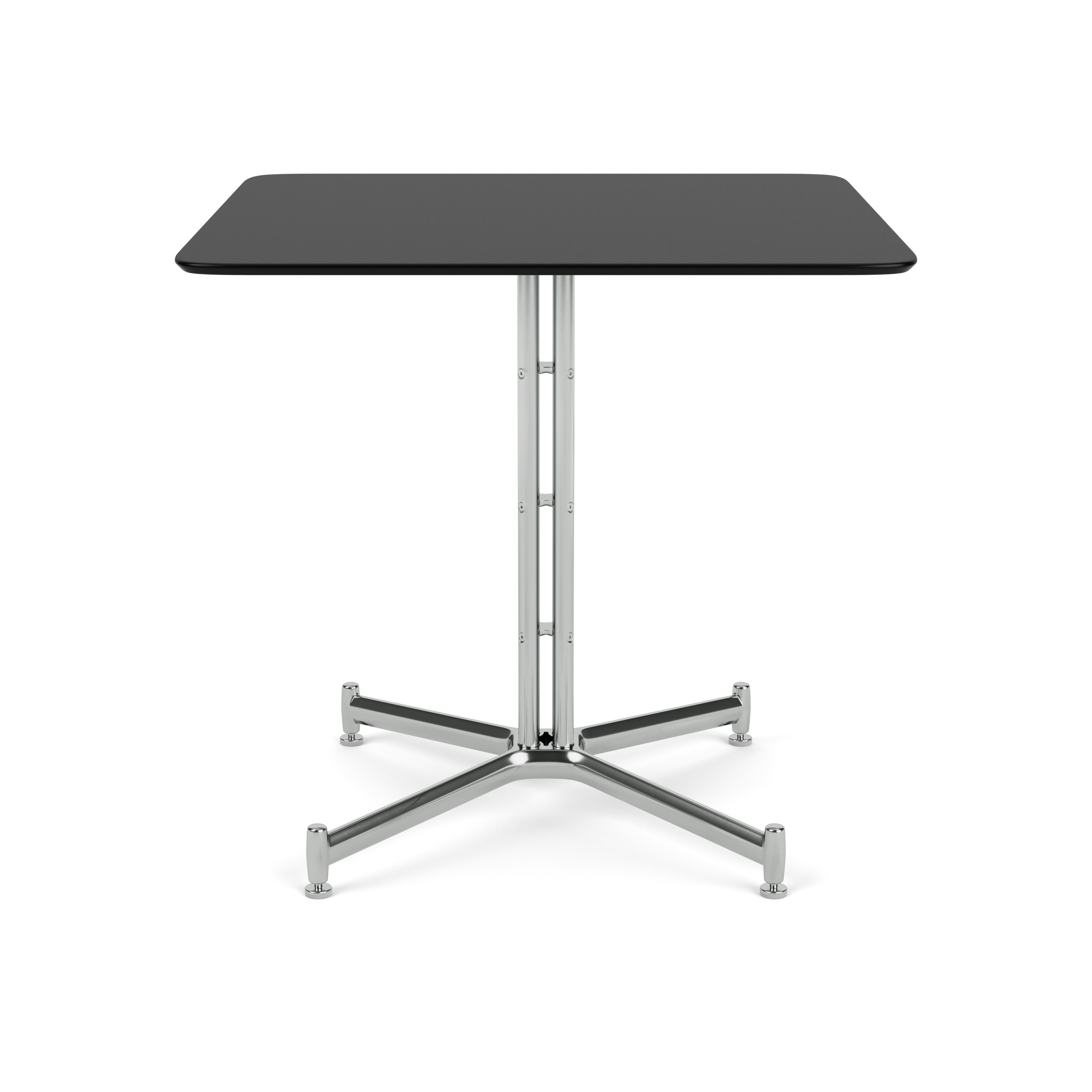 Iquo Table 30 Black Laminate Top Polished Aluminum base front