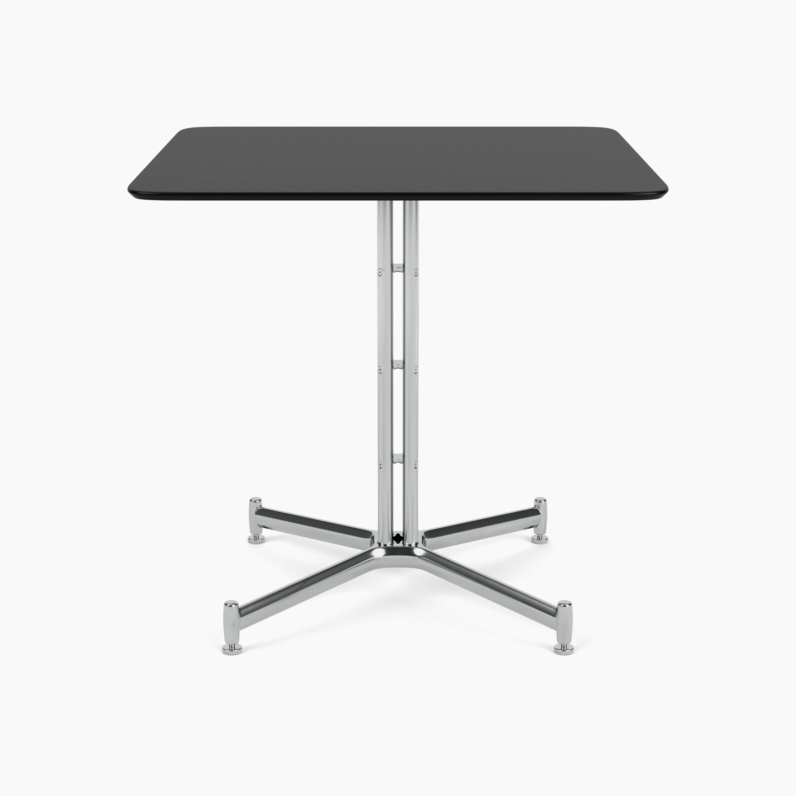 Iquo Table 30 Black Laminate Top Polished Aluminum base front