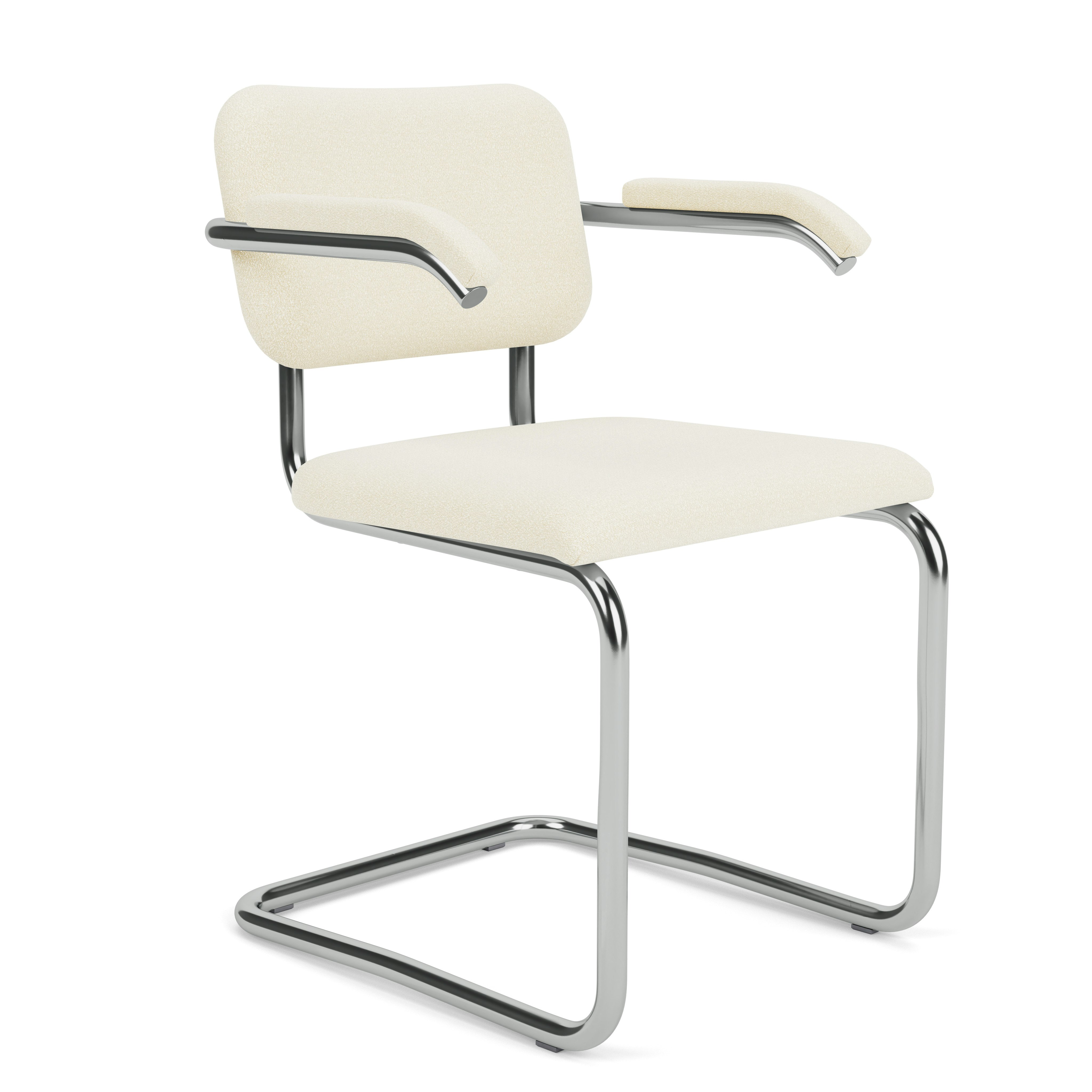 Cesca Armchair, Fully Upholstered, Upholstered Seat, Volo Leather, White