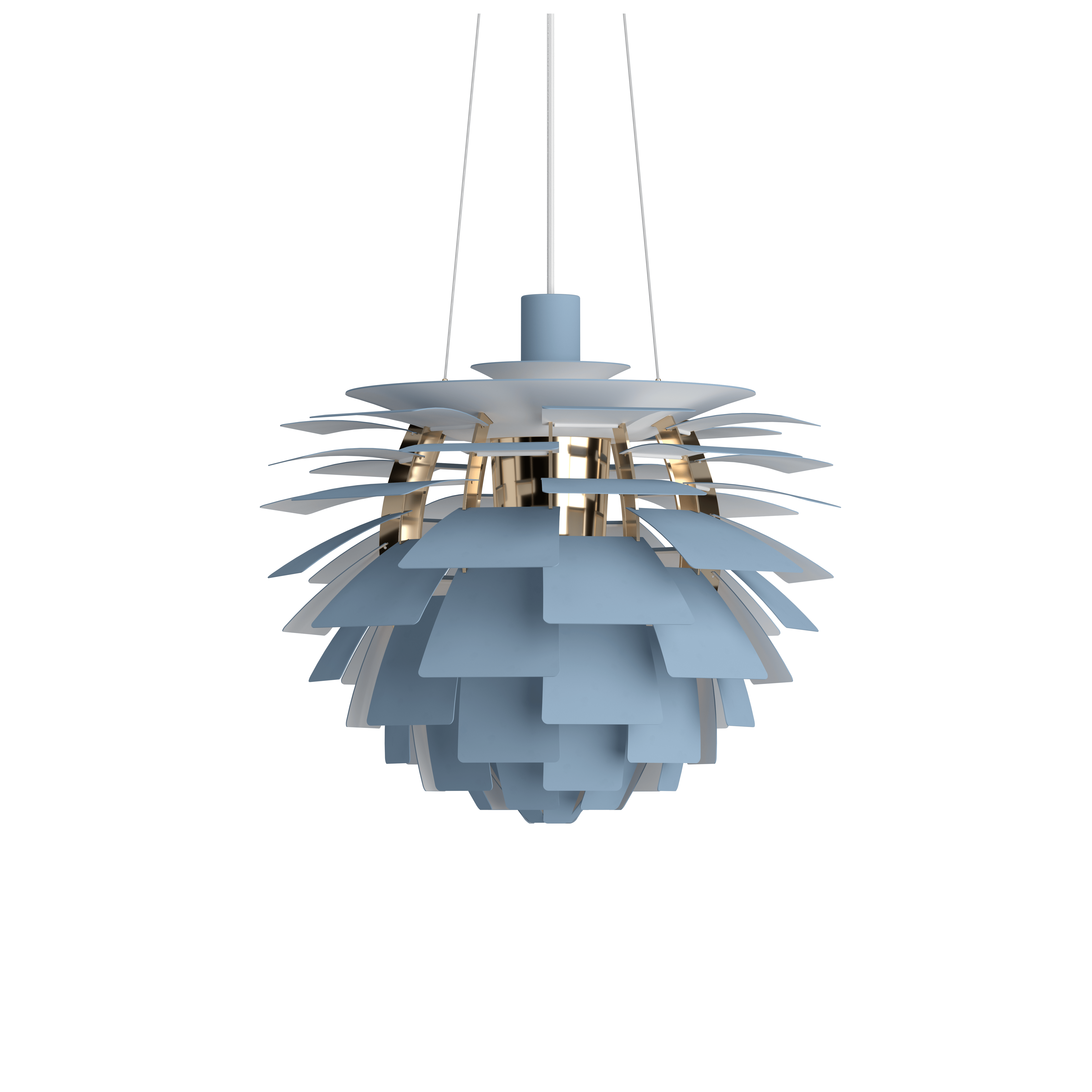 PH Artichoke Lamp, Small Smokey Blue and Brass