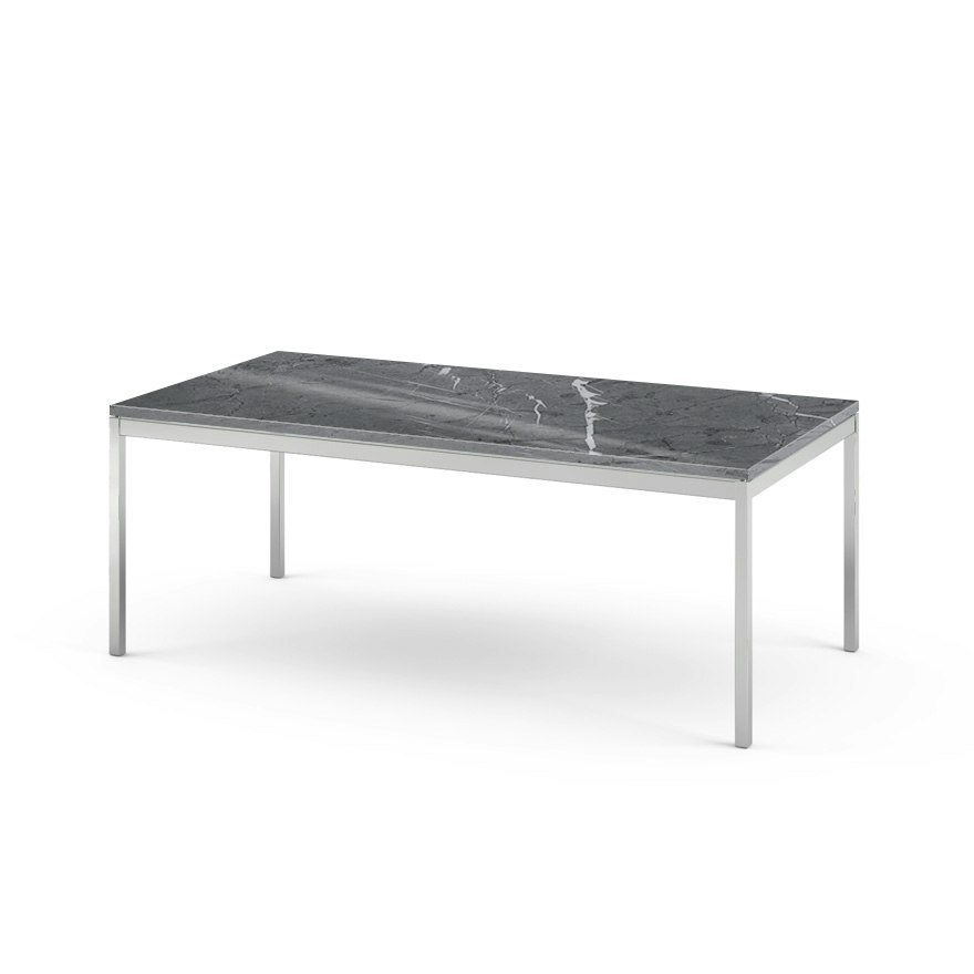 Florence Knoll Rectangular Coffee Table - 45 X 22, 17, Polished Grigio Marquina, Polished Chrome