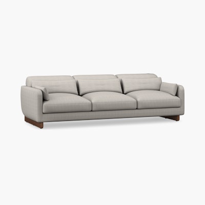 Contra Sofa - 99 Inch, Pebble Weave, Buff, Walnut Contra Sofa - 99 Inch, Pebble Weave, Buff, Walnut