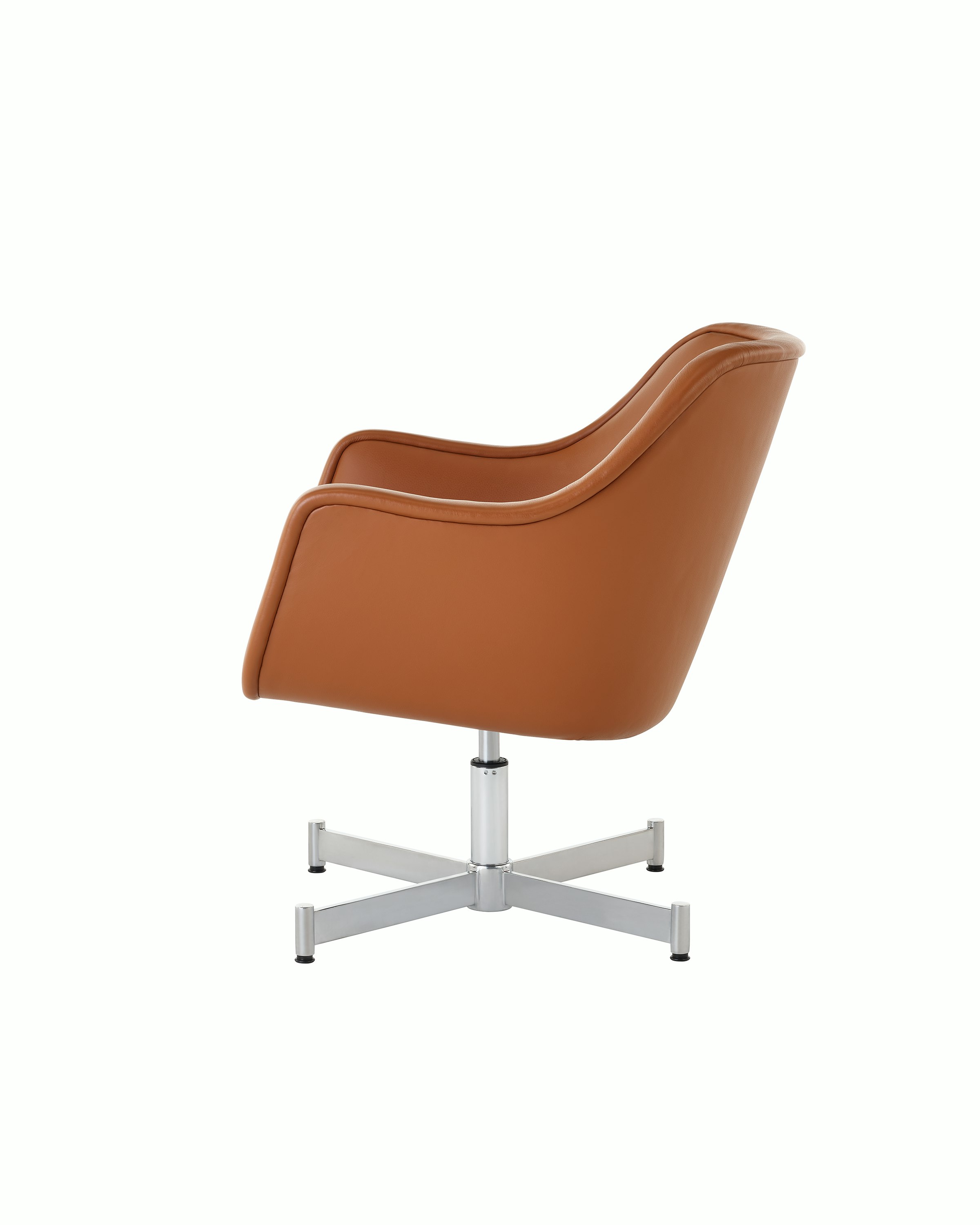 Bumper Lounge Chair with standard arms and four star base, side view.