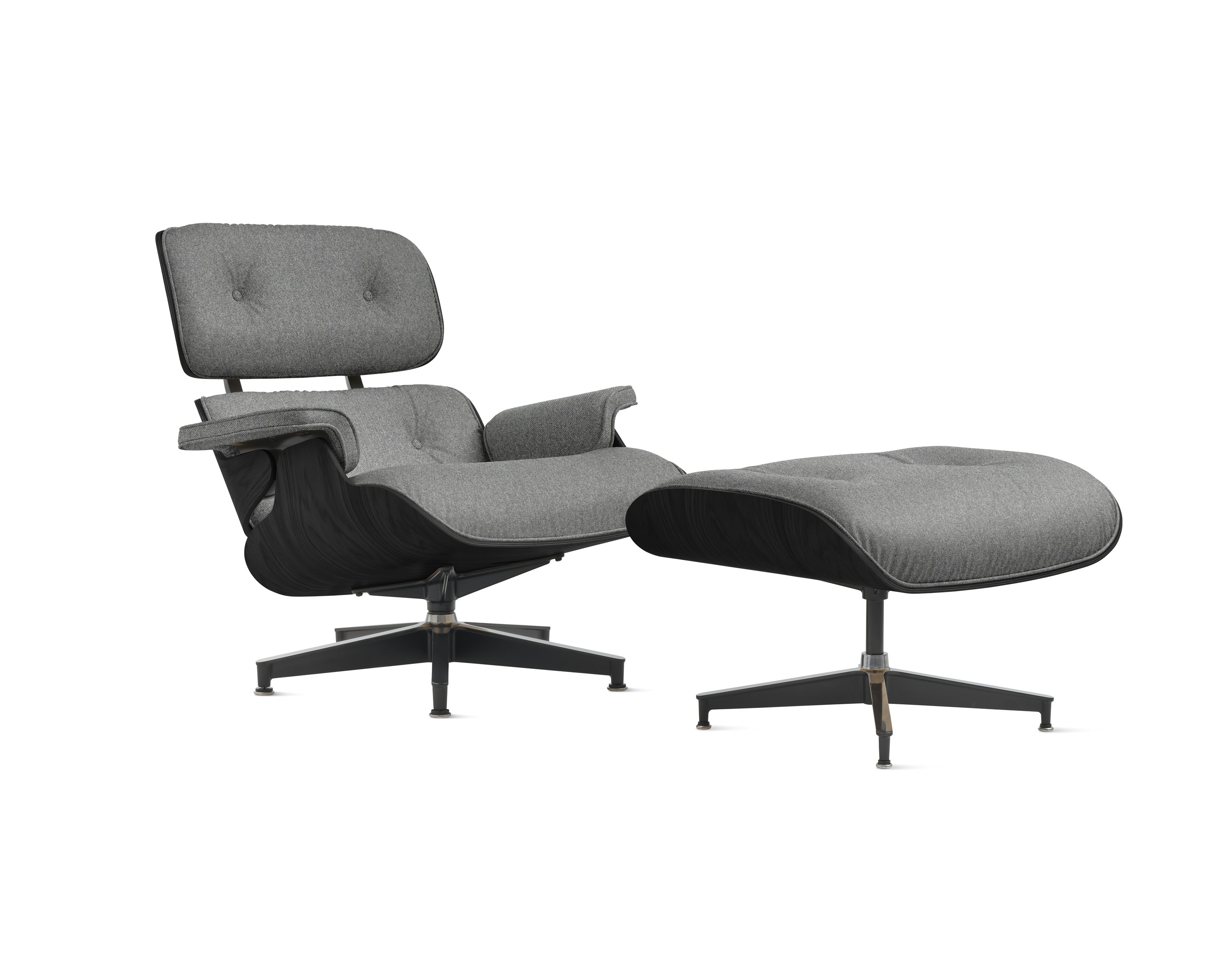 Eames Lounge Chair and Ottoman - Standard or Tall, Ebony Ash, Luce, Scoria