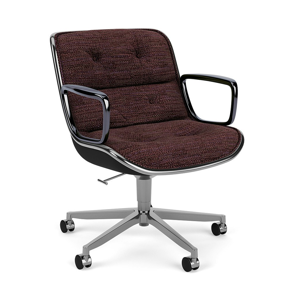 Pollock Executive Armchair - 5 Star, Polished Aluminum, Rivington, Aubergine