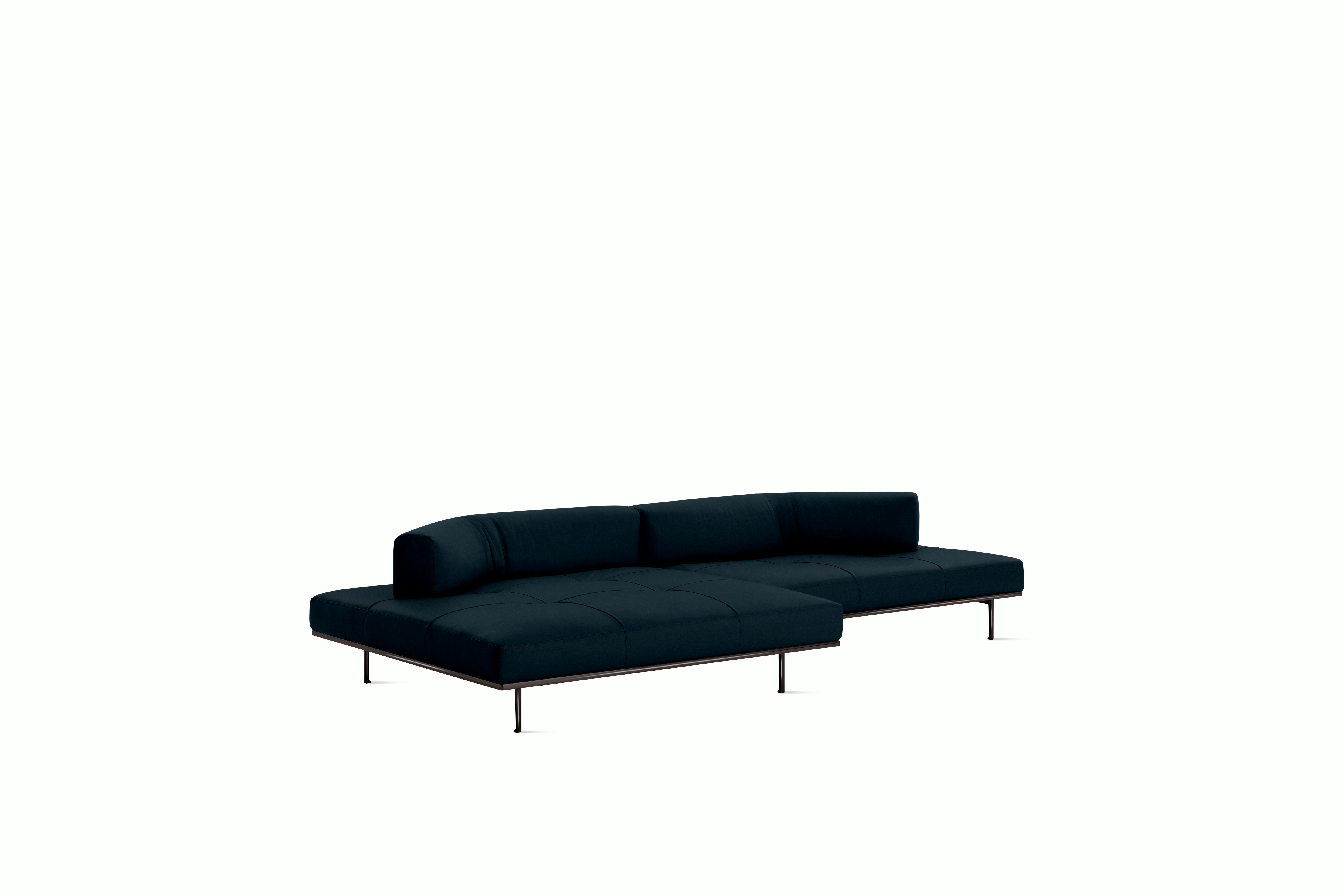 Matic Sectional- MH12 Config - Chaise Sectional,  Right,  Quilted,  Iseo,  Dark Blue,  Charcoal