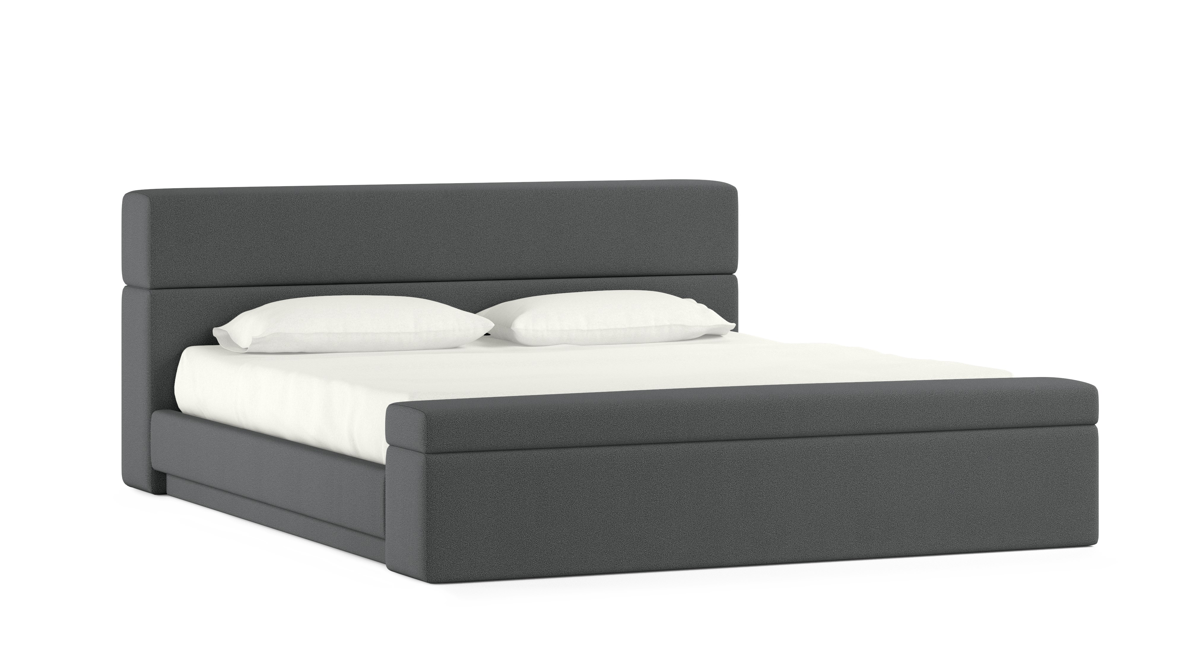 A Corbel Bed - Queen, Footboard Storage Only, Beck, Molecule viewed from an angle.