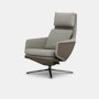 Grand Relax Lounge Chair - Hola, Pearl, Back Uph, Leather Forte, Sand, Polished Aluminum