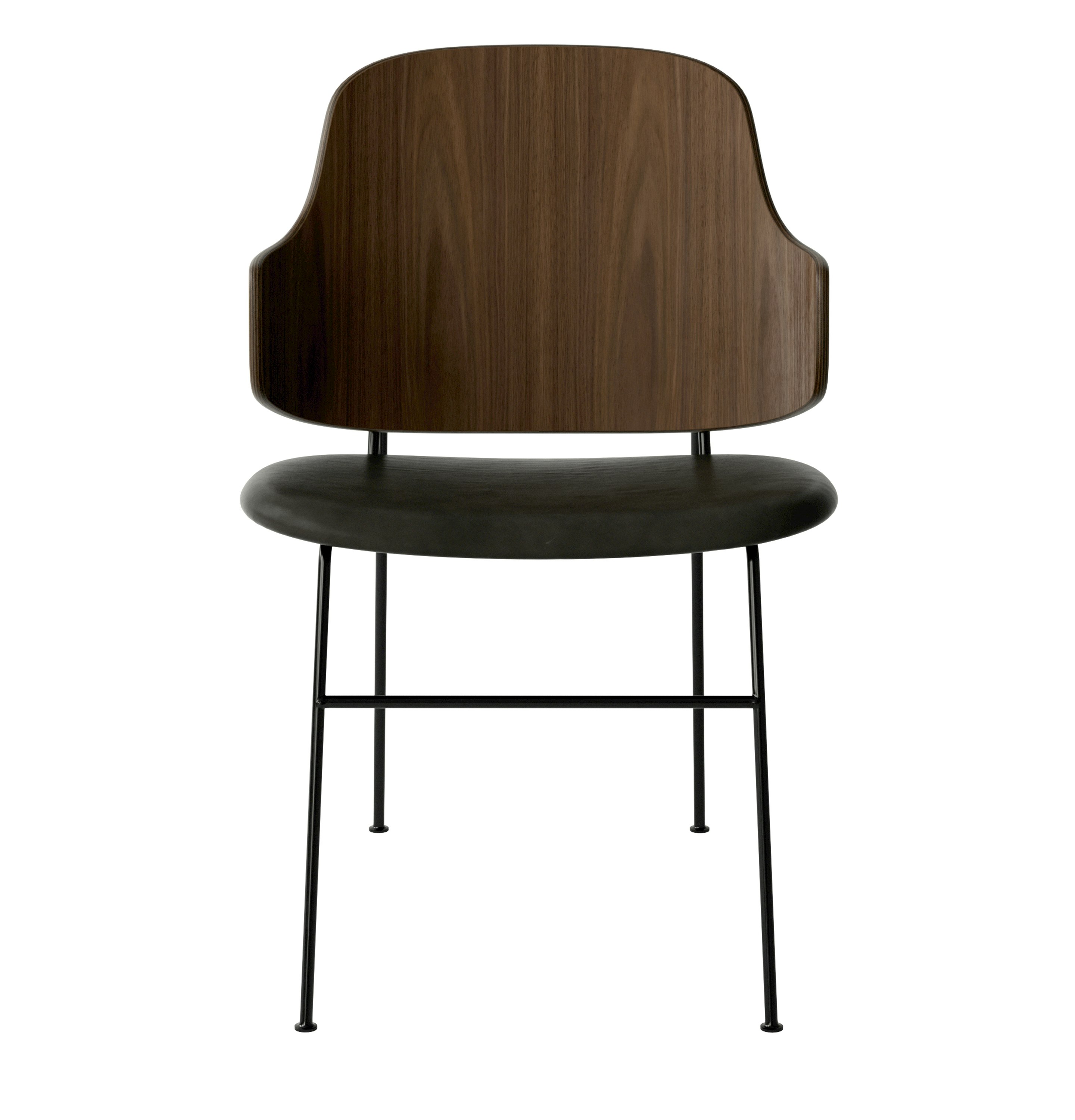 Penguin Dining Chair - Upholstered, Dakar Black, Walnut