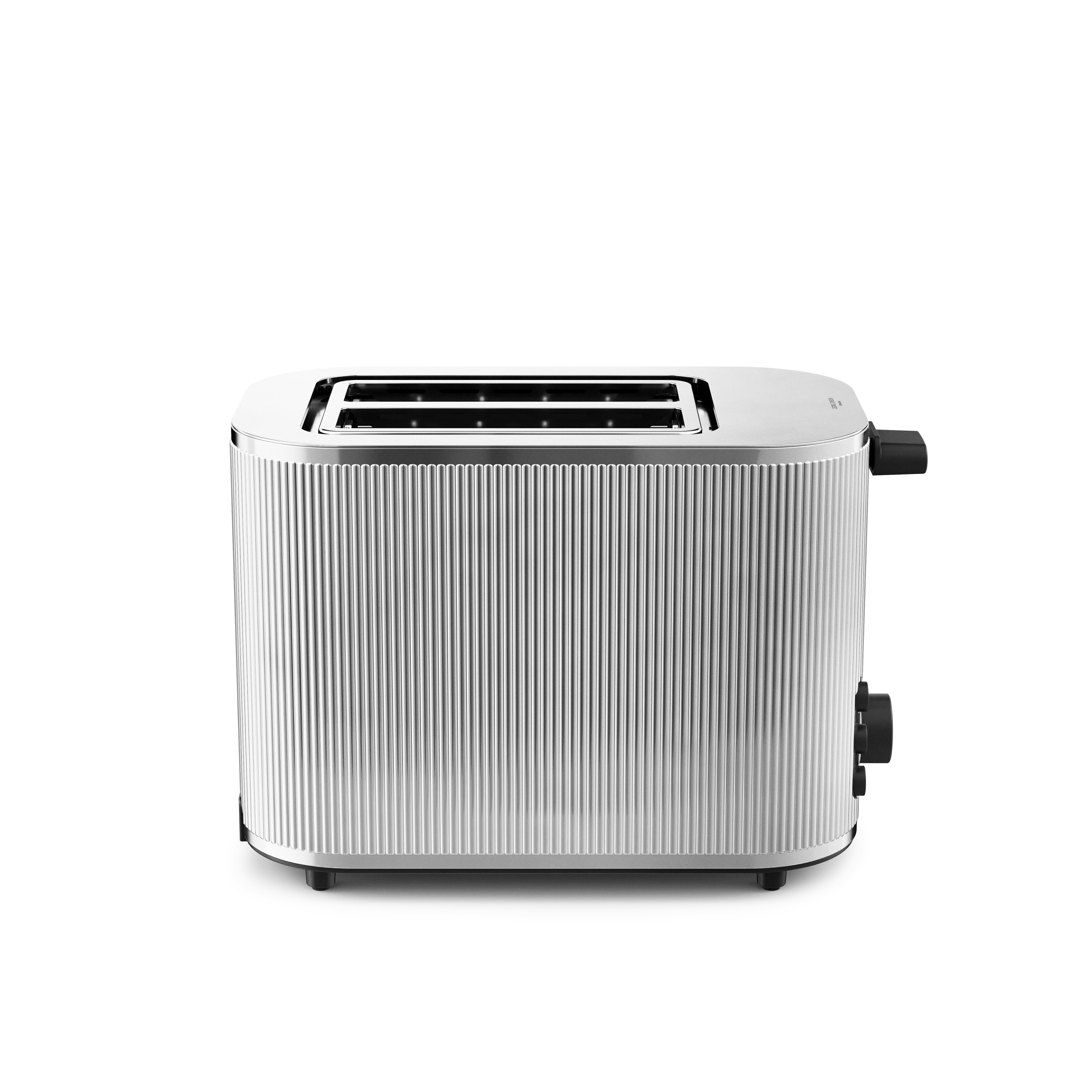 A Bernadotte Toaster in White viewed from the front.