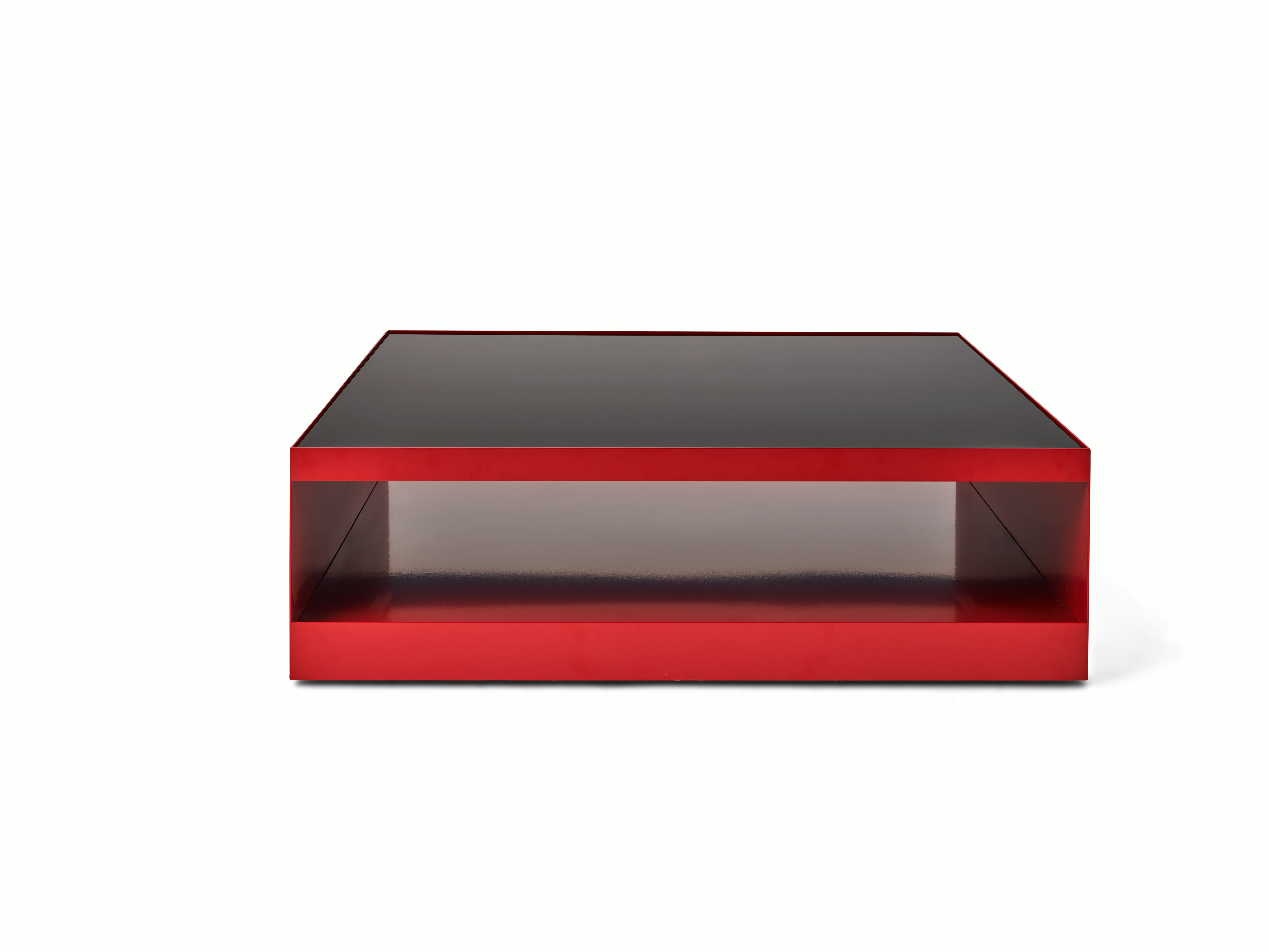 D Urso Occasional Tables - large,  crimson,  black painted glass