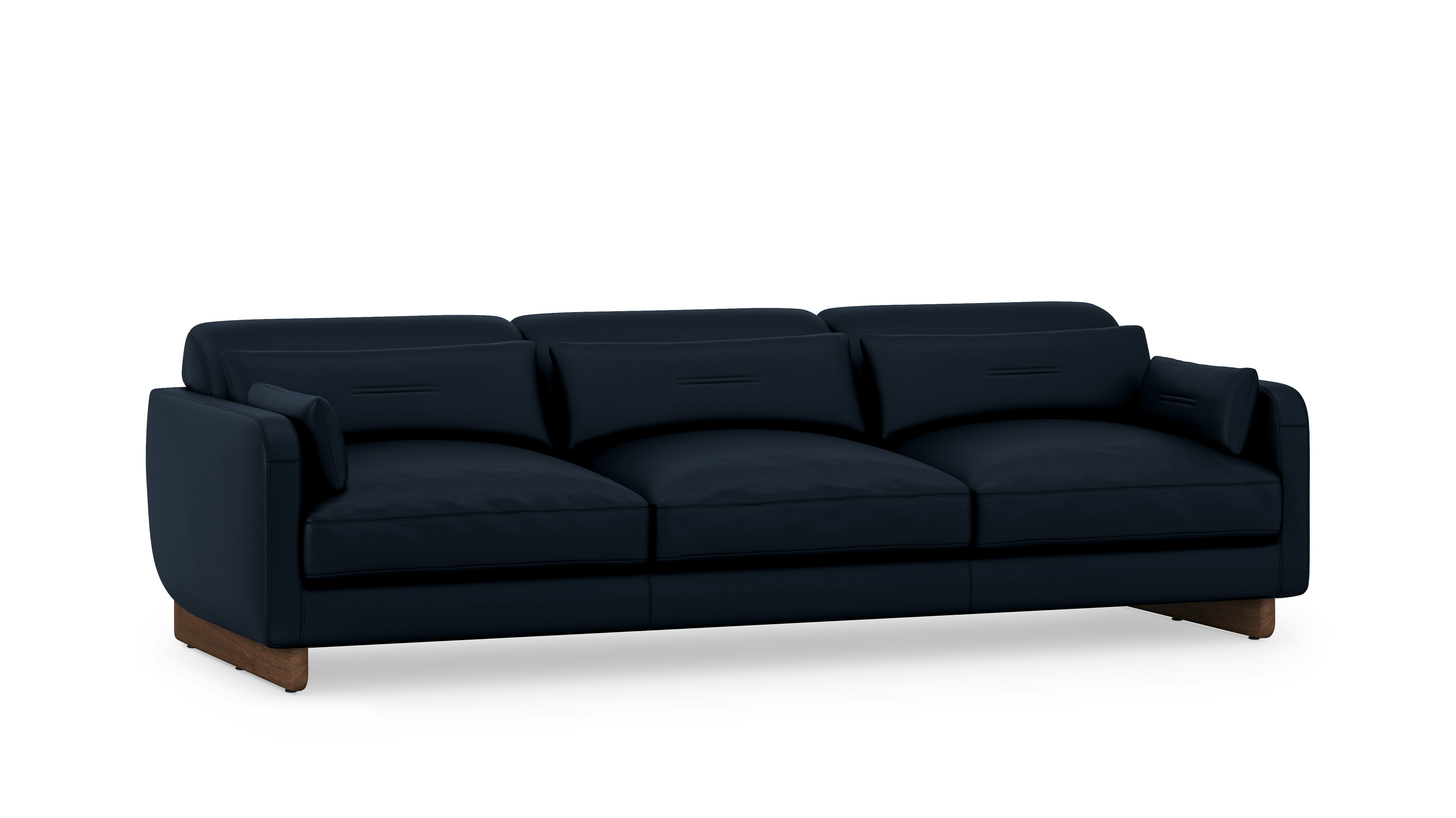 Contra Sofa - 99 Inch, Prone Leather, Sail, Walnut