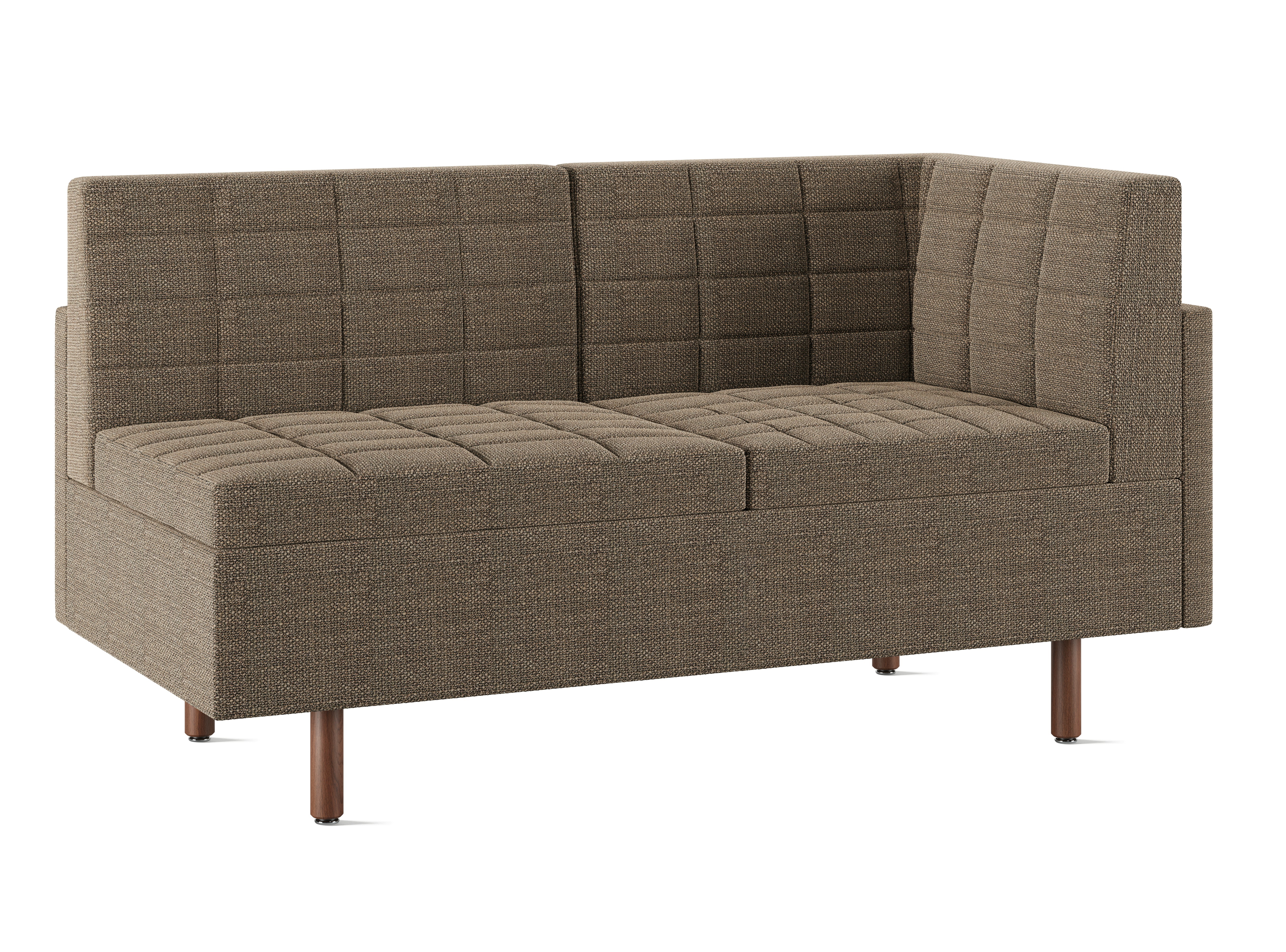 Tuxedo Classic Corner Settee, Right, Capri, Trench, Walnut