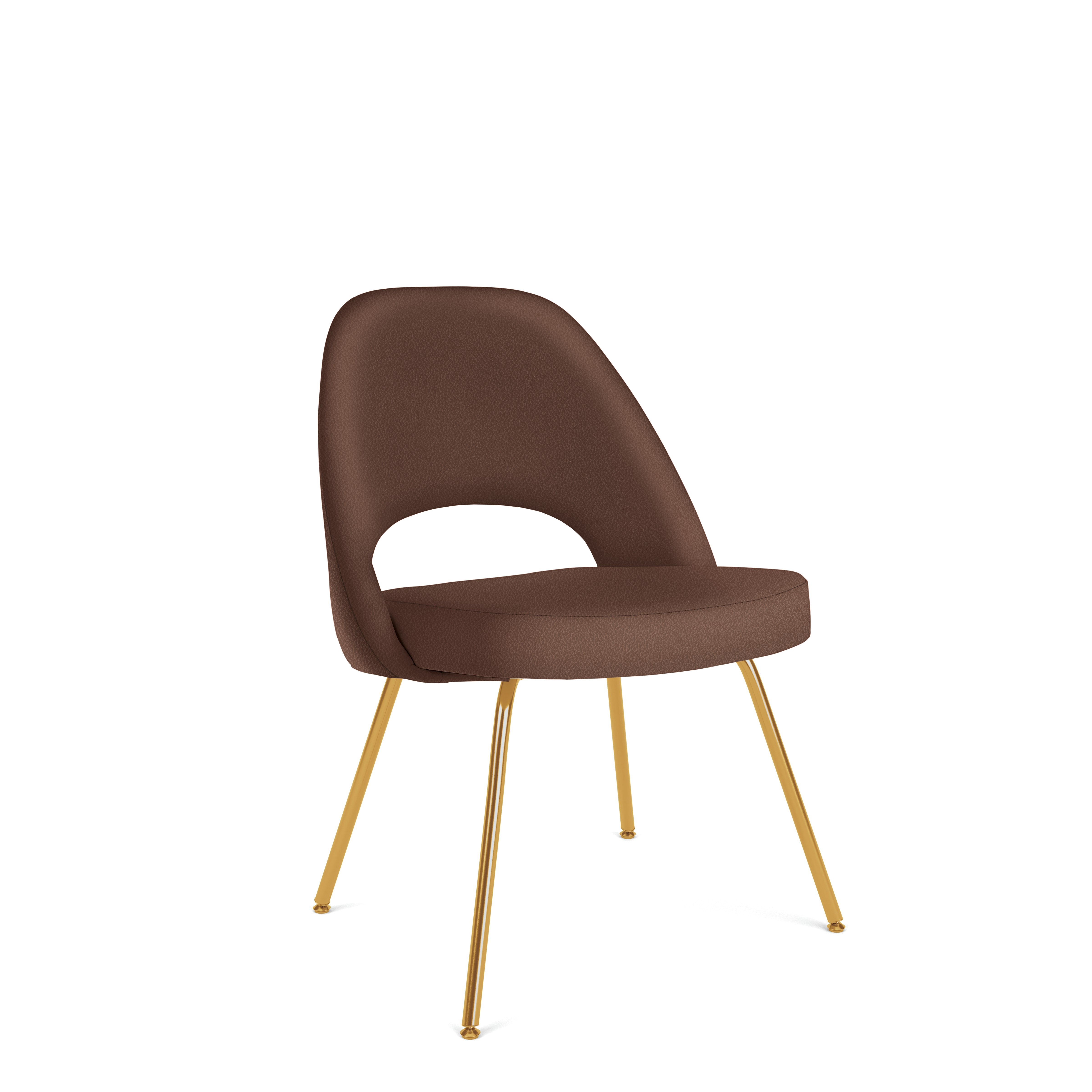 Saarinen Executive Side Chair - Volo Leather,  Chocolate,  Gold