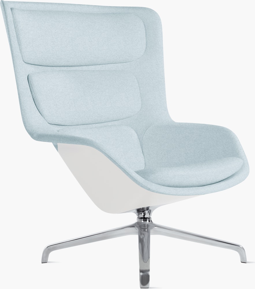 Striad Lounge Chair - High Back, Luce, Brine, White, 4-Star Swivel, Polished Aluminum