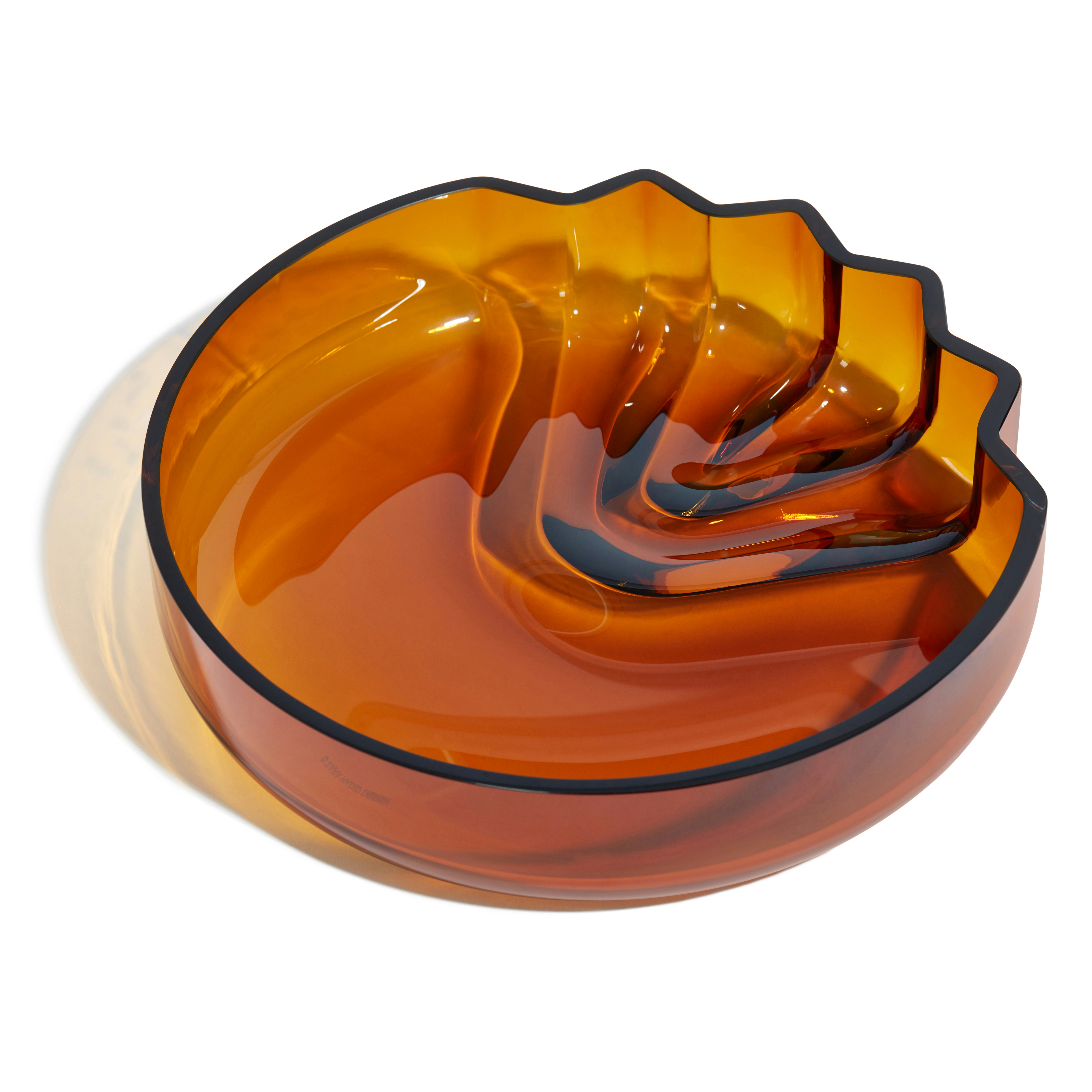 A Pulse Platter in Amber viewed from the top.