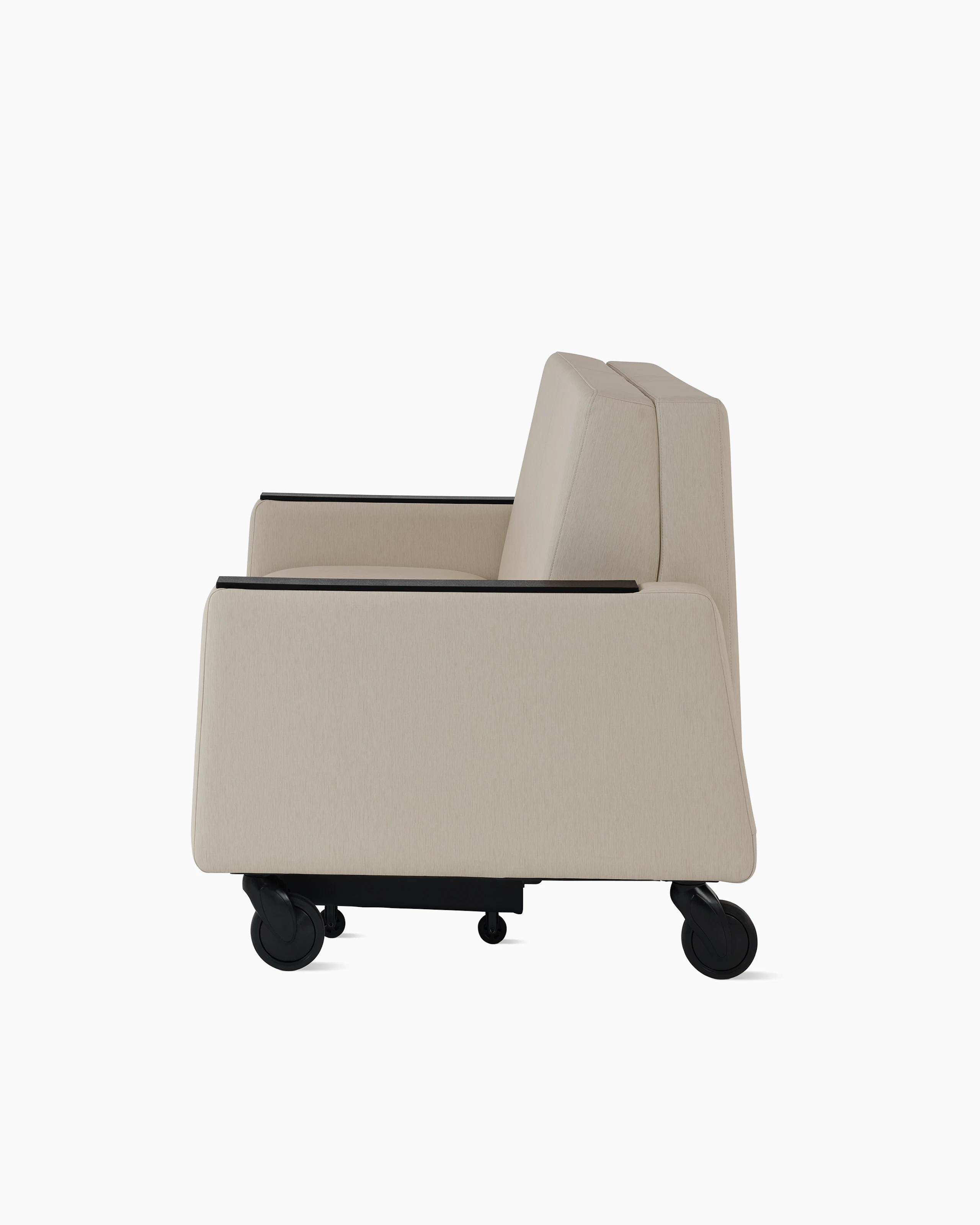 Gemma Sleep Settee viewed from the side, in seated position.