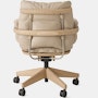 Ramus Chair - Low Back,  Comfort Leather,  Grey Beige,  Oak,  Satin Brass,  Hard Floor Caster