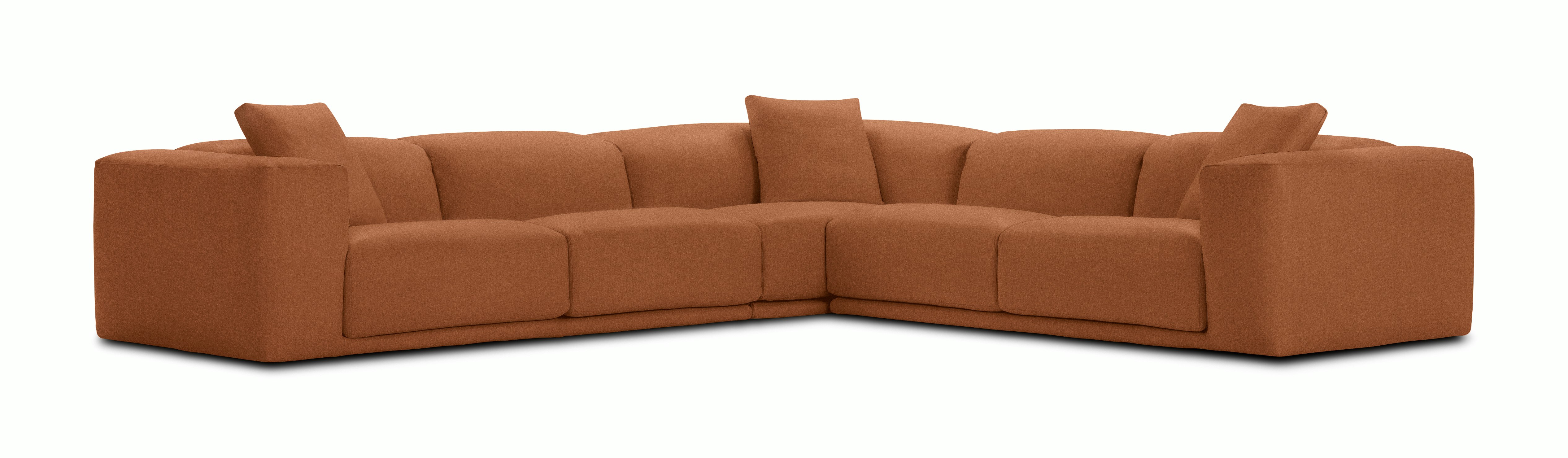 A Kelston Corner Sectional in Clay viewed from the front.